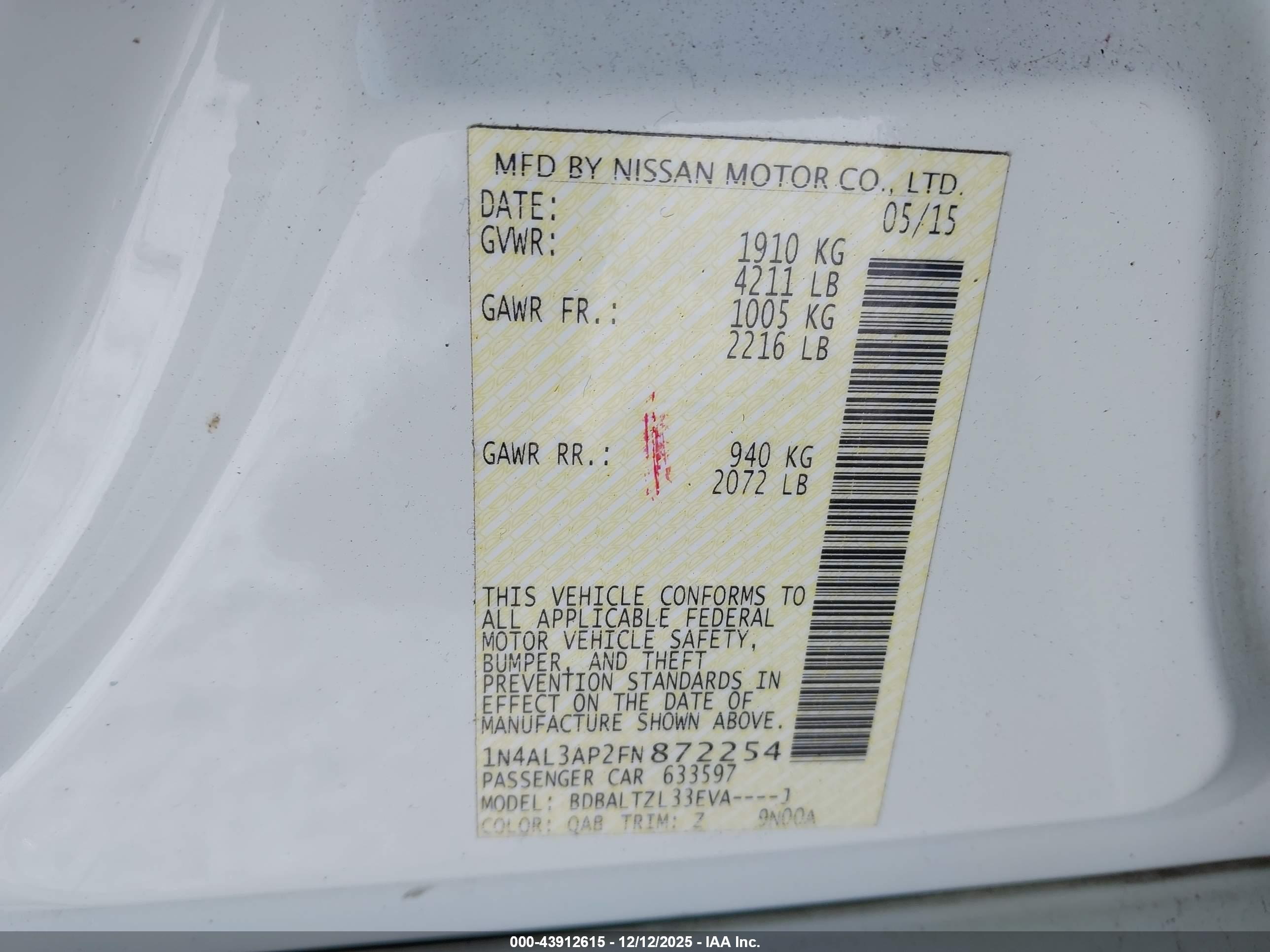 NISSAN ALTIMA image 9