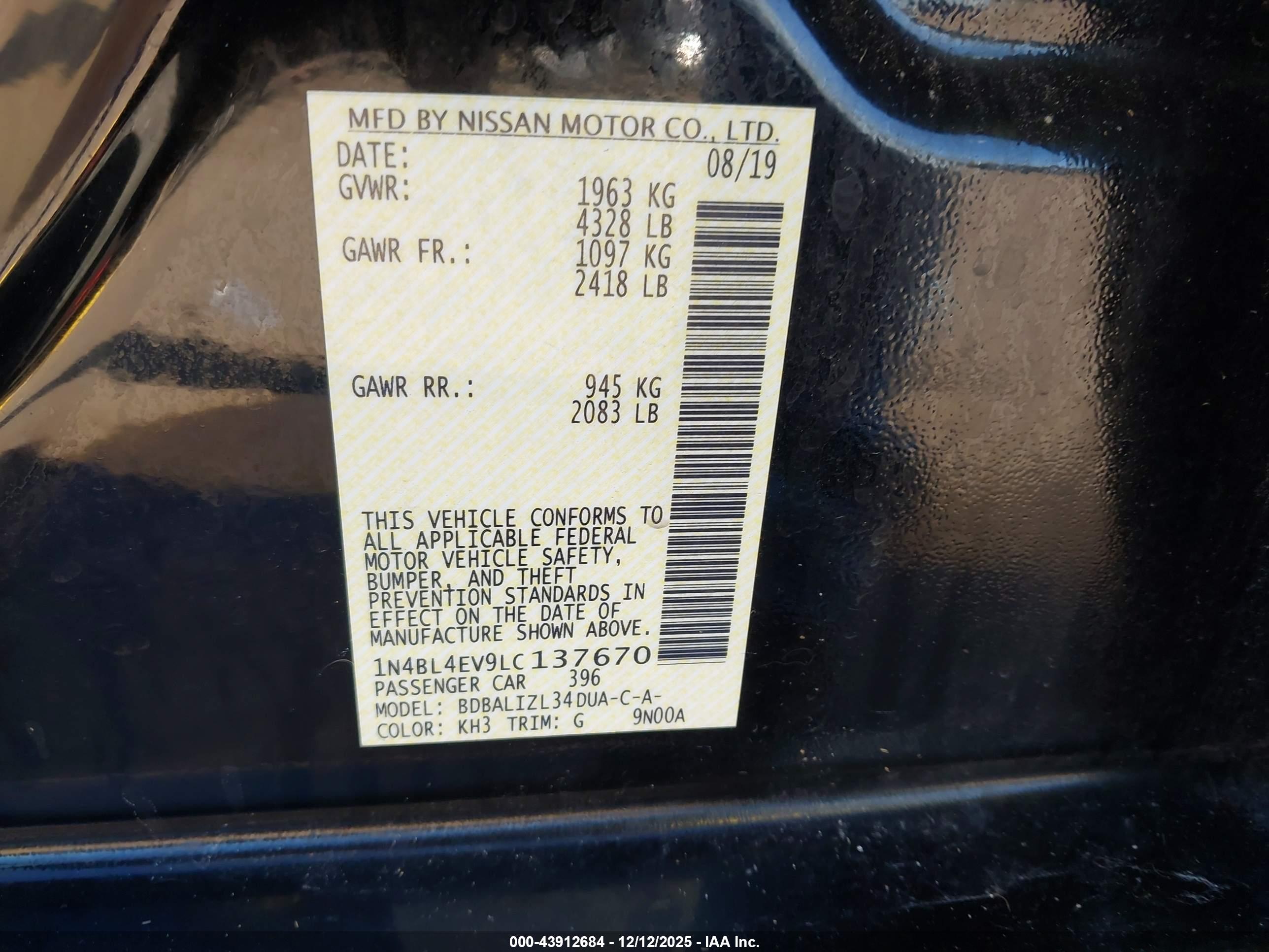 NISSAN ALTIMA image 9