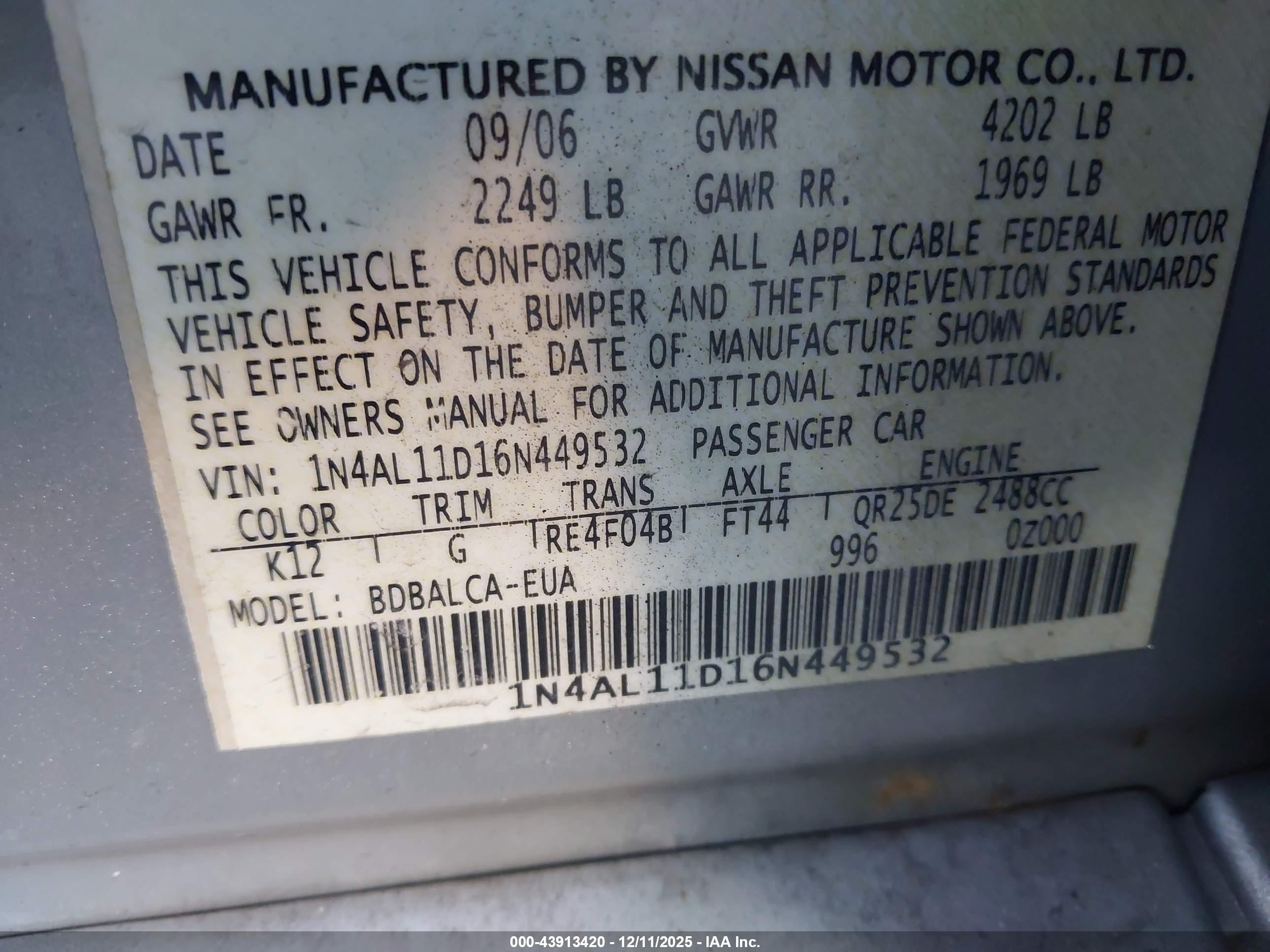 NISSAN ALTIMA image 9