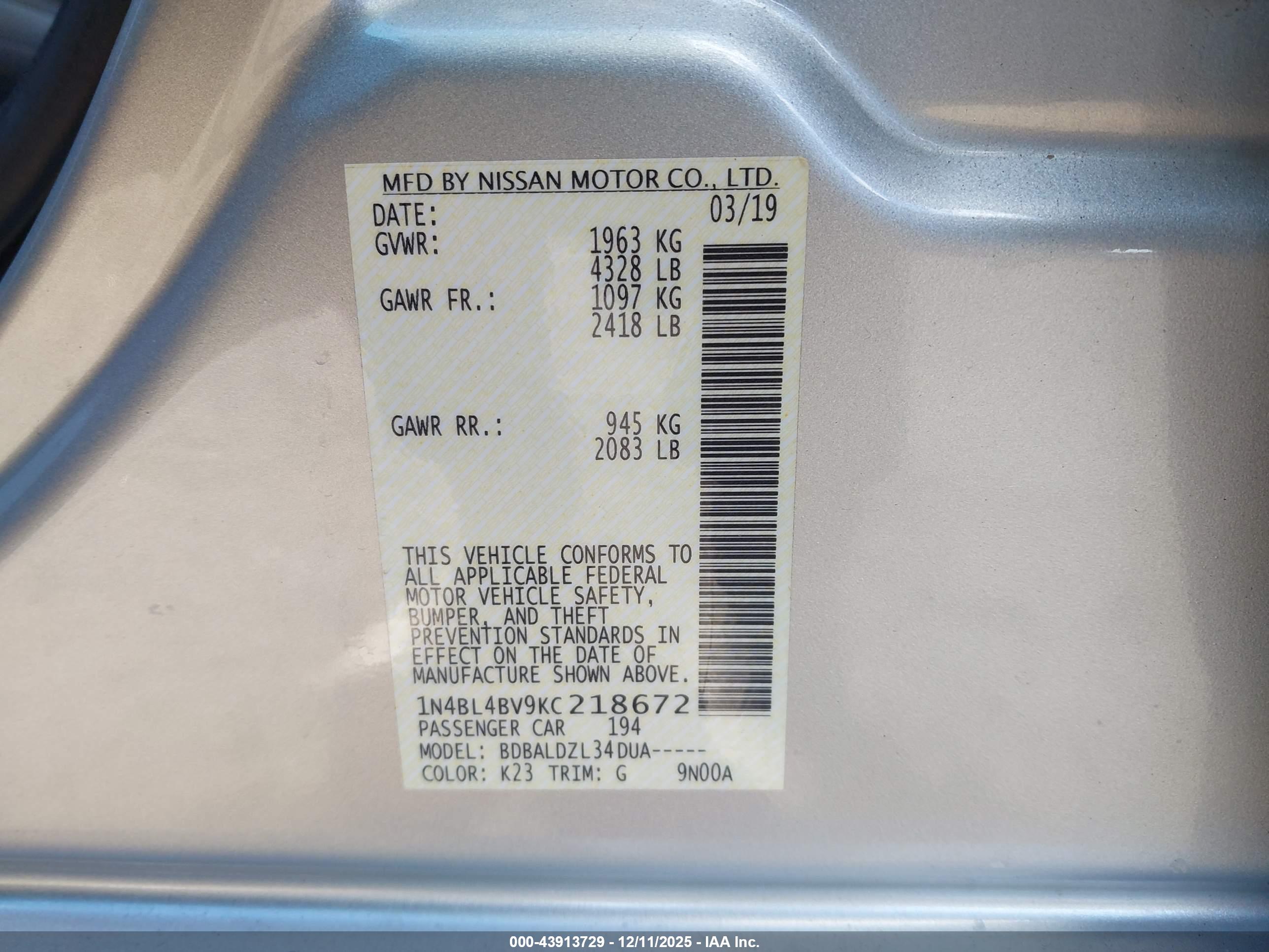 NISSAN ALTIMA image 9