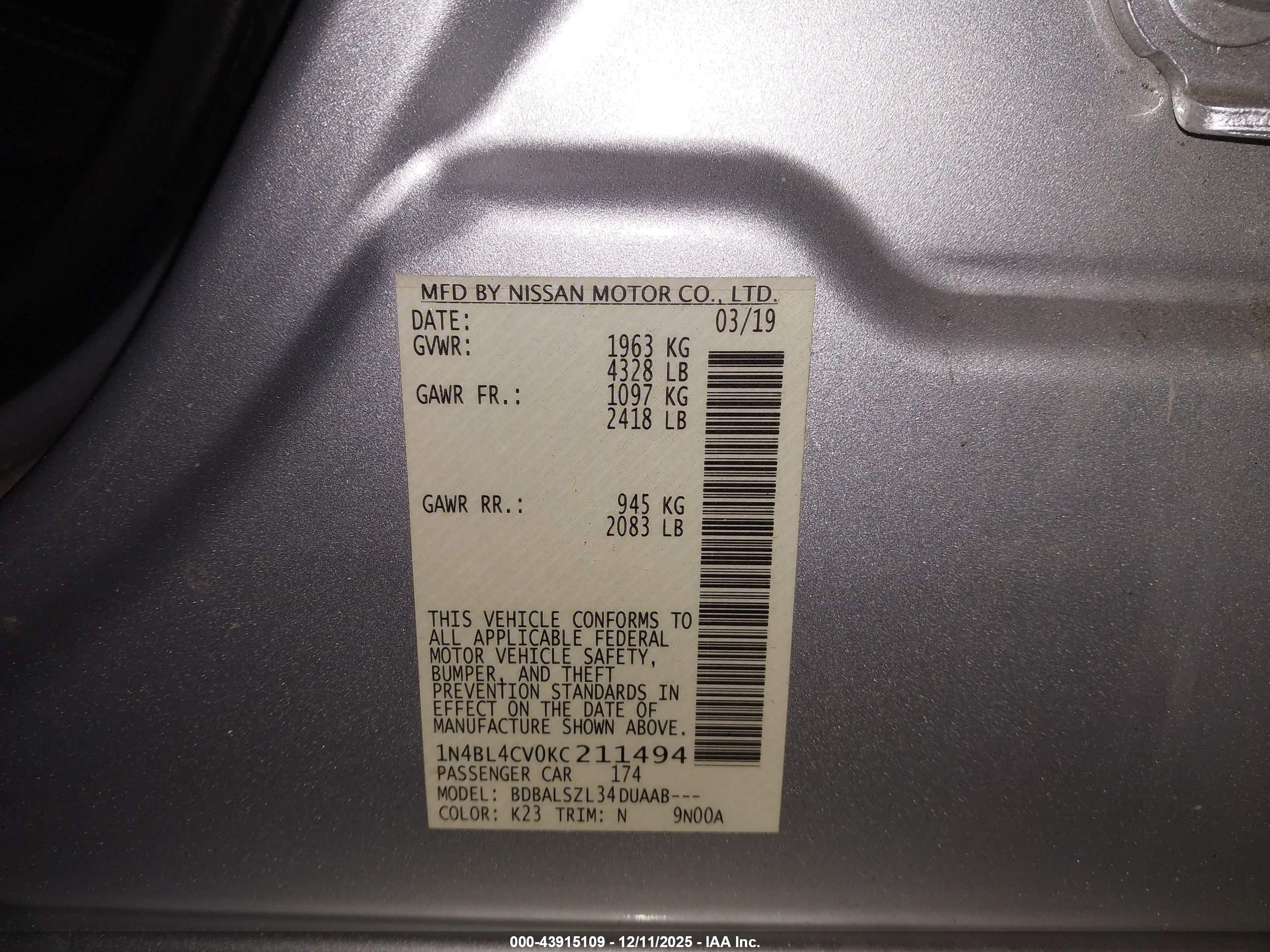 NISSAN ALTIMA image 9
