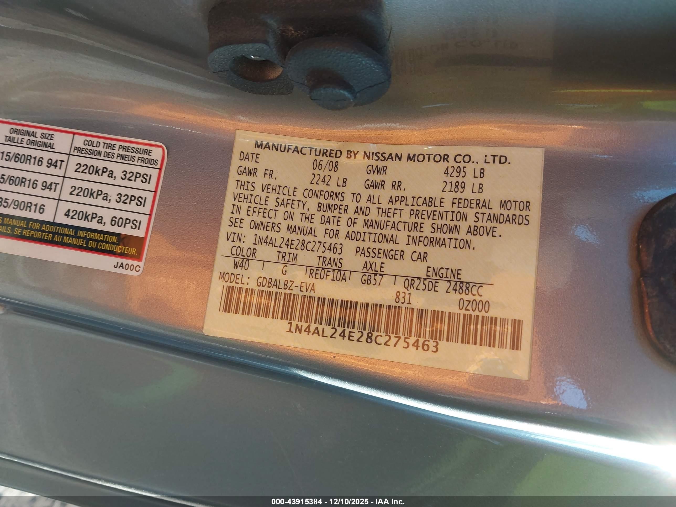 NISSAN ALTIMA image 9
