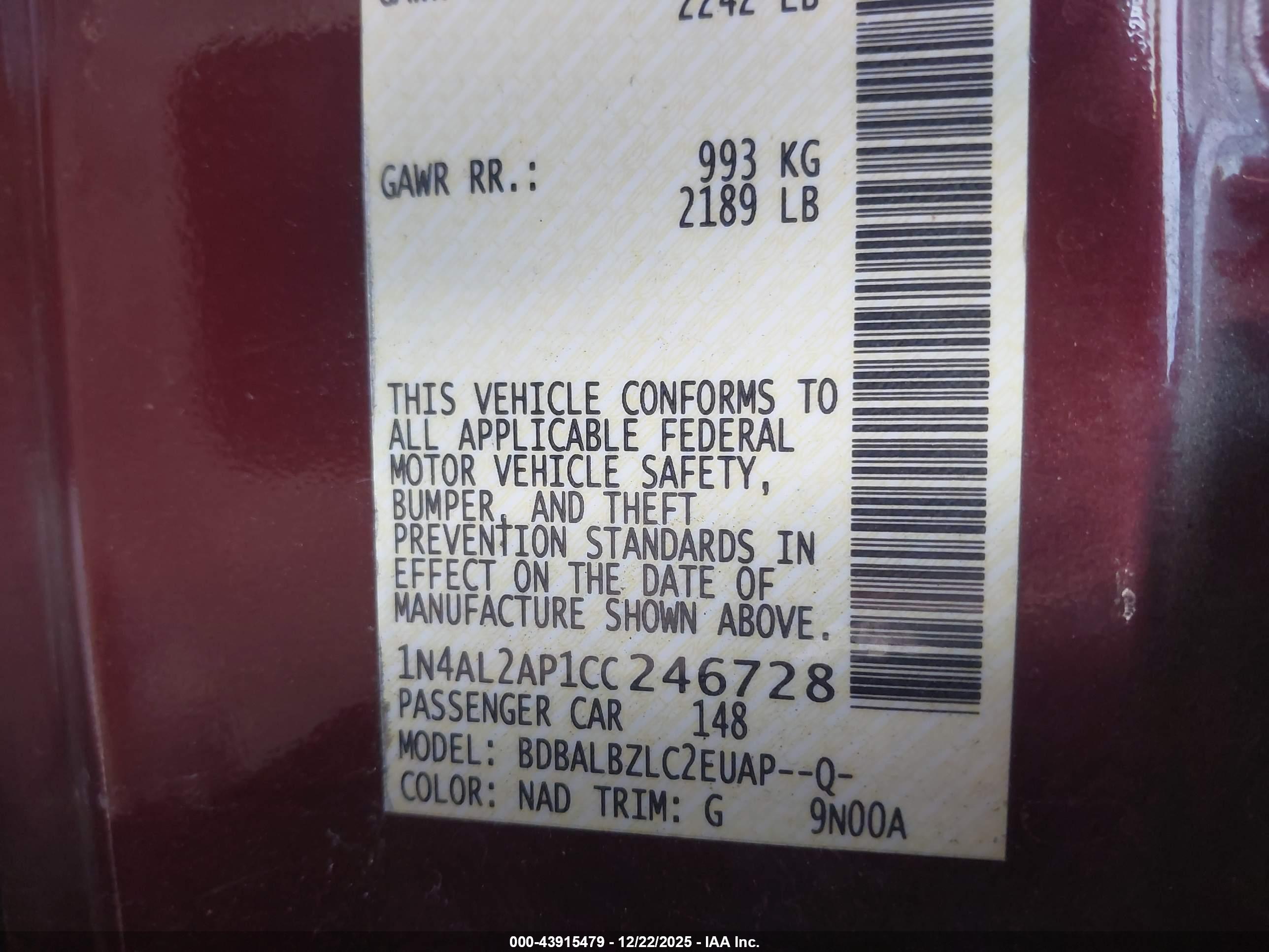 NISSAN ALTIMA image 9