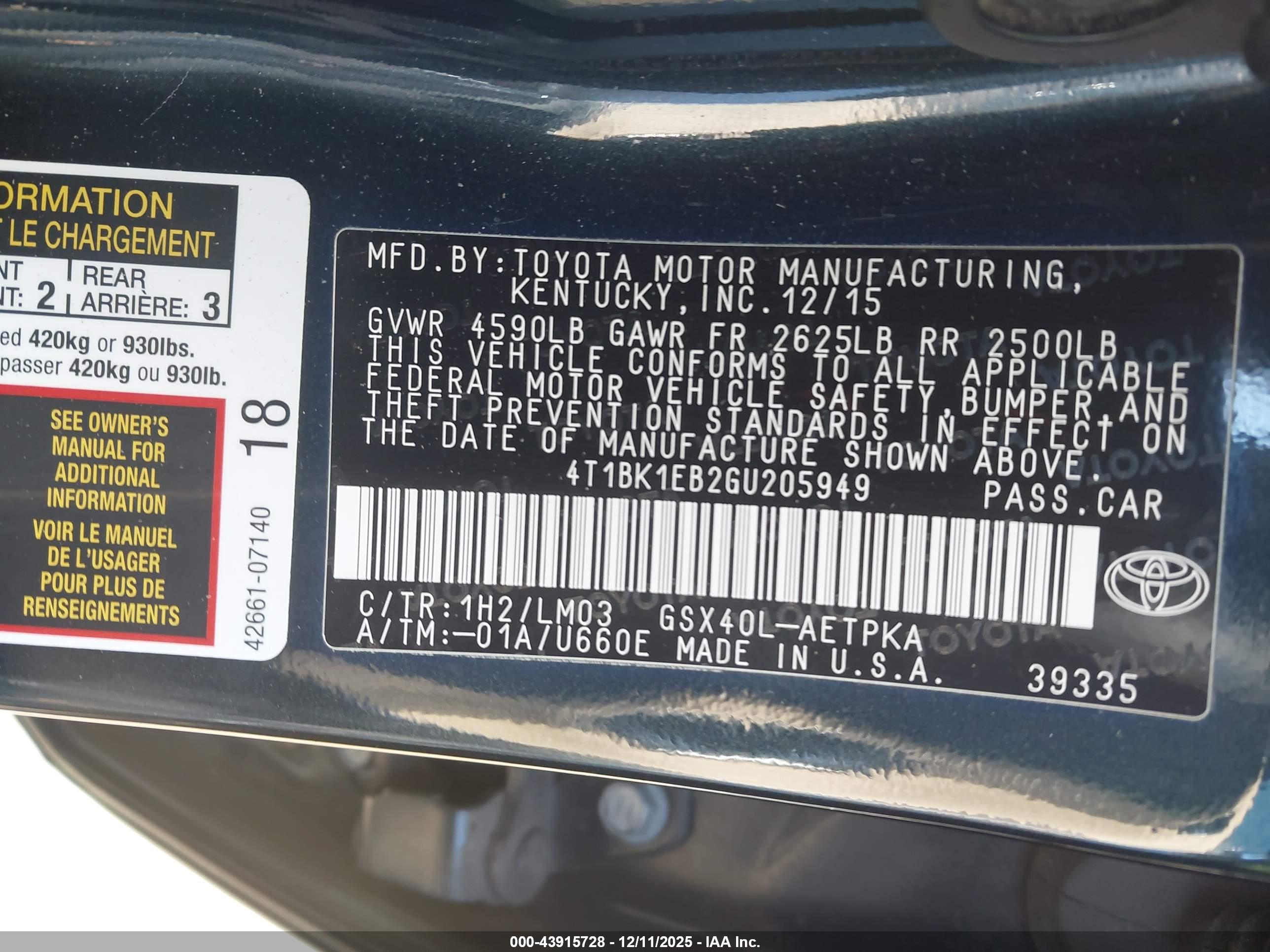 TOYOTA AVALON image 9