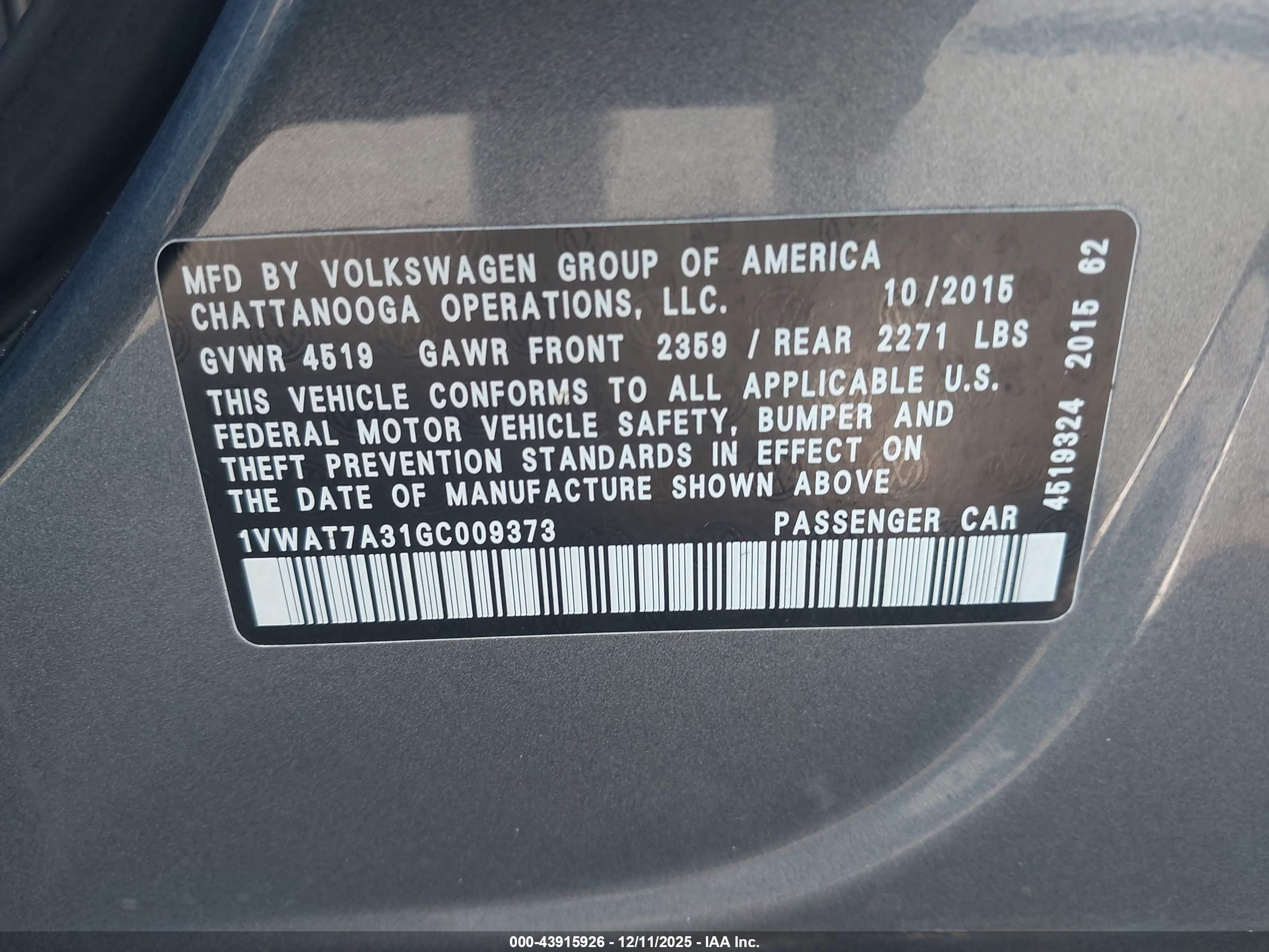 VOLKSWAGEN PASSAT image 9