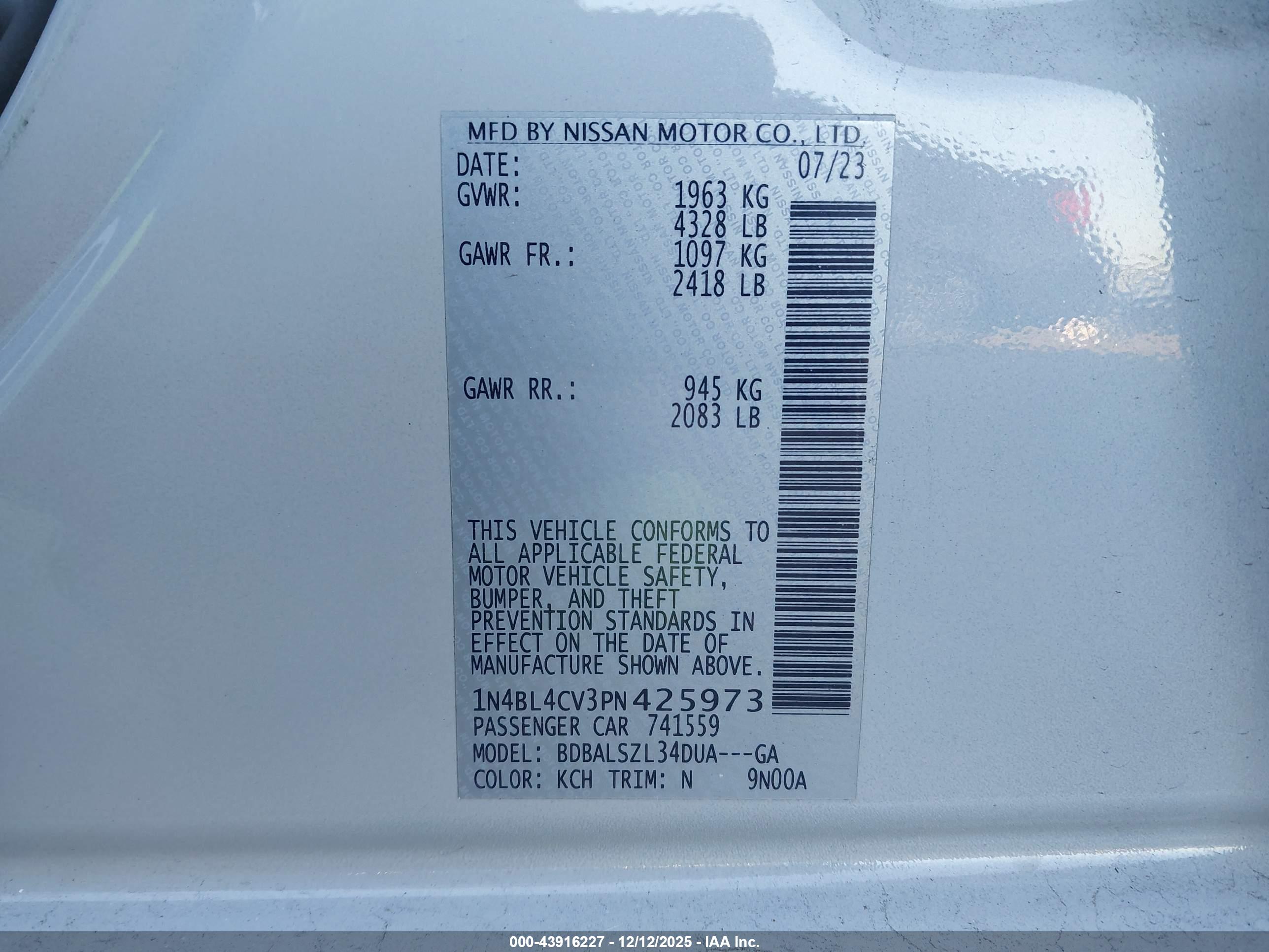 NISSAN ALTIMA image 9