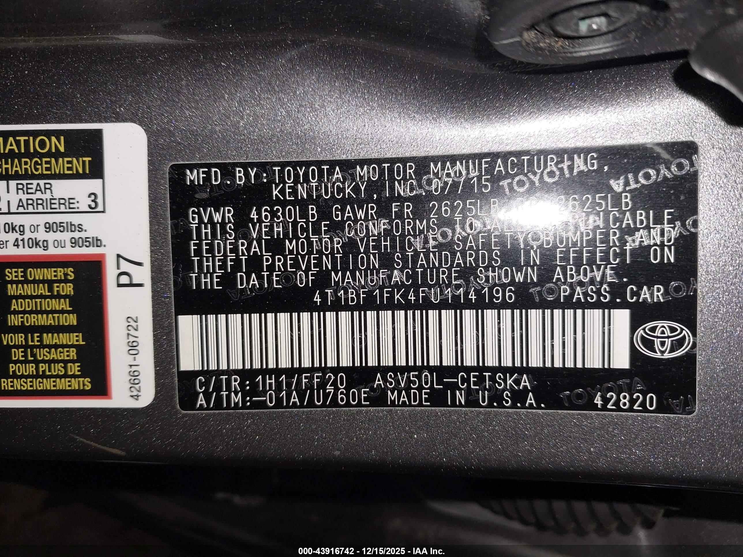 TOYOTA CAMRY image 9