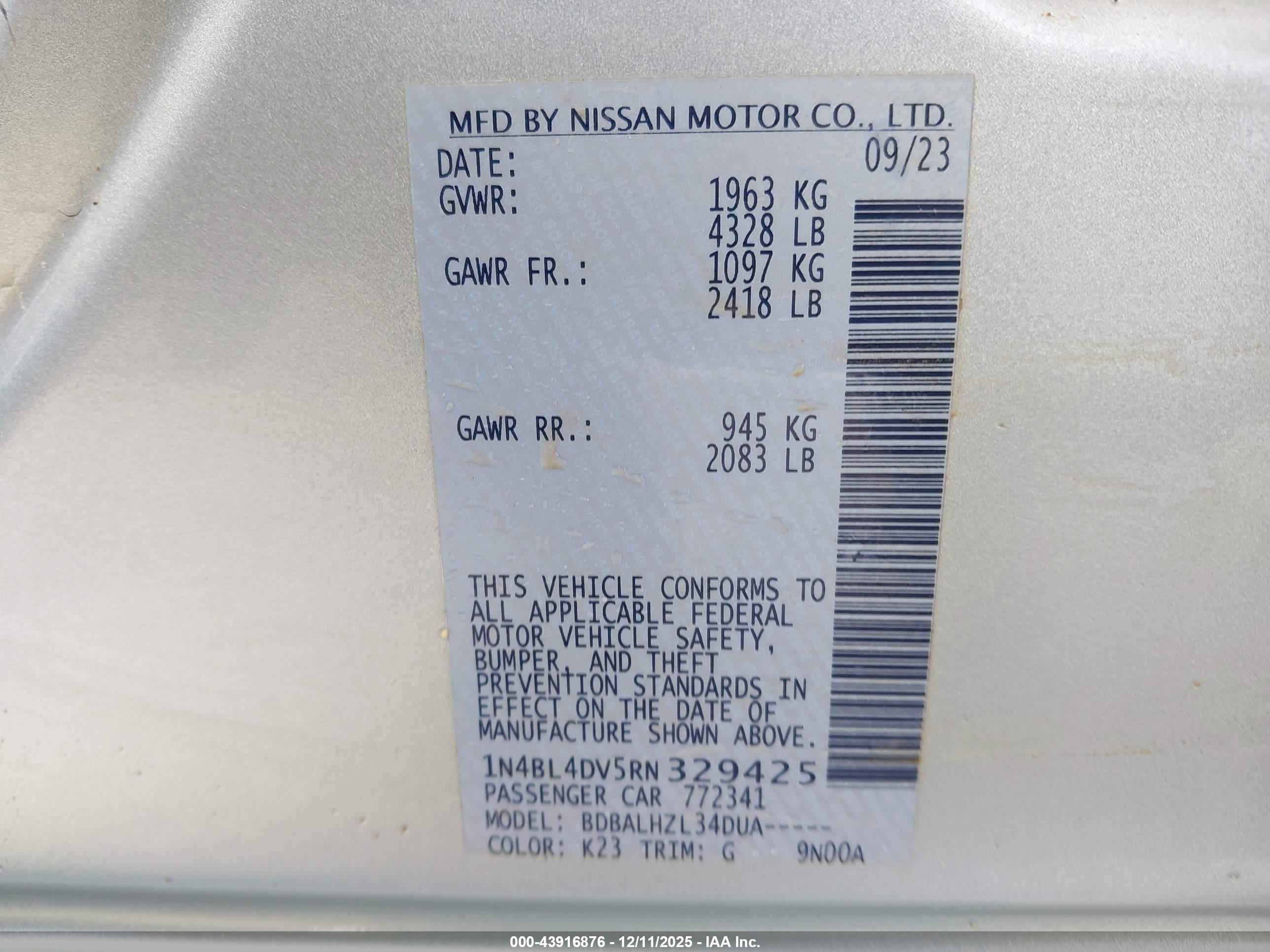 NISSAN ALTIMA image 9