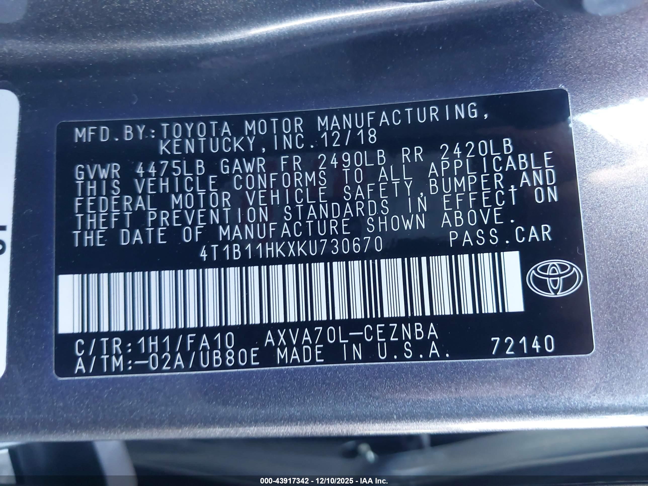 TOYOTA CAMRY image 9