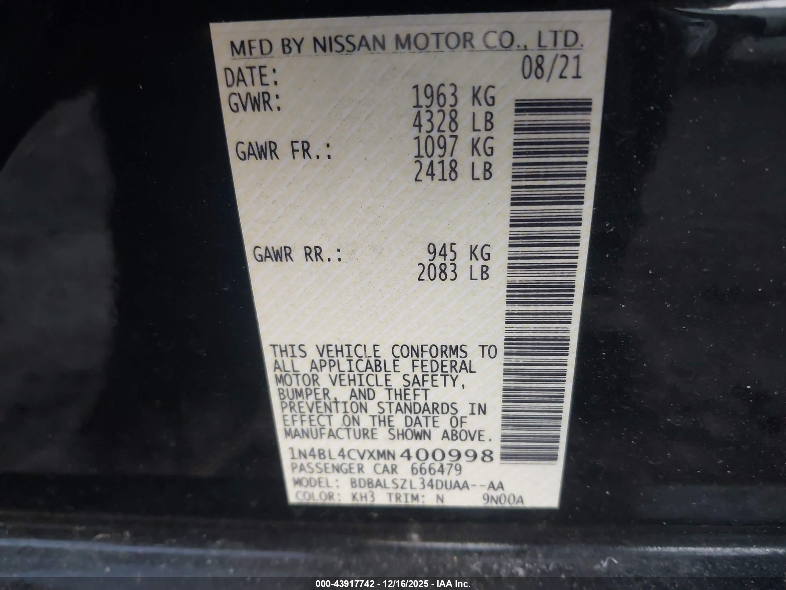 NISSAN ALTIMA image 9