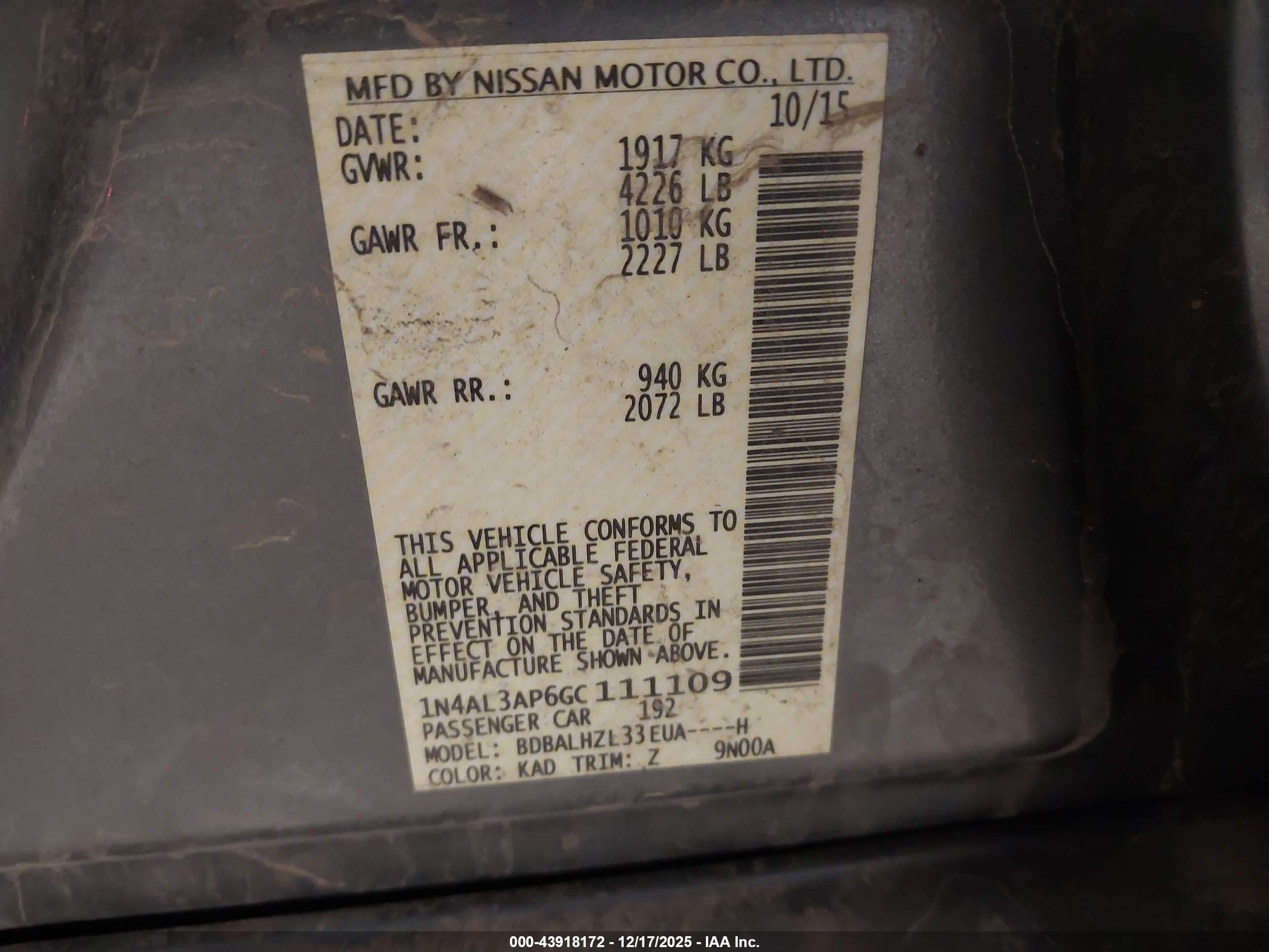 NISSAN ALTIMA image 9