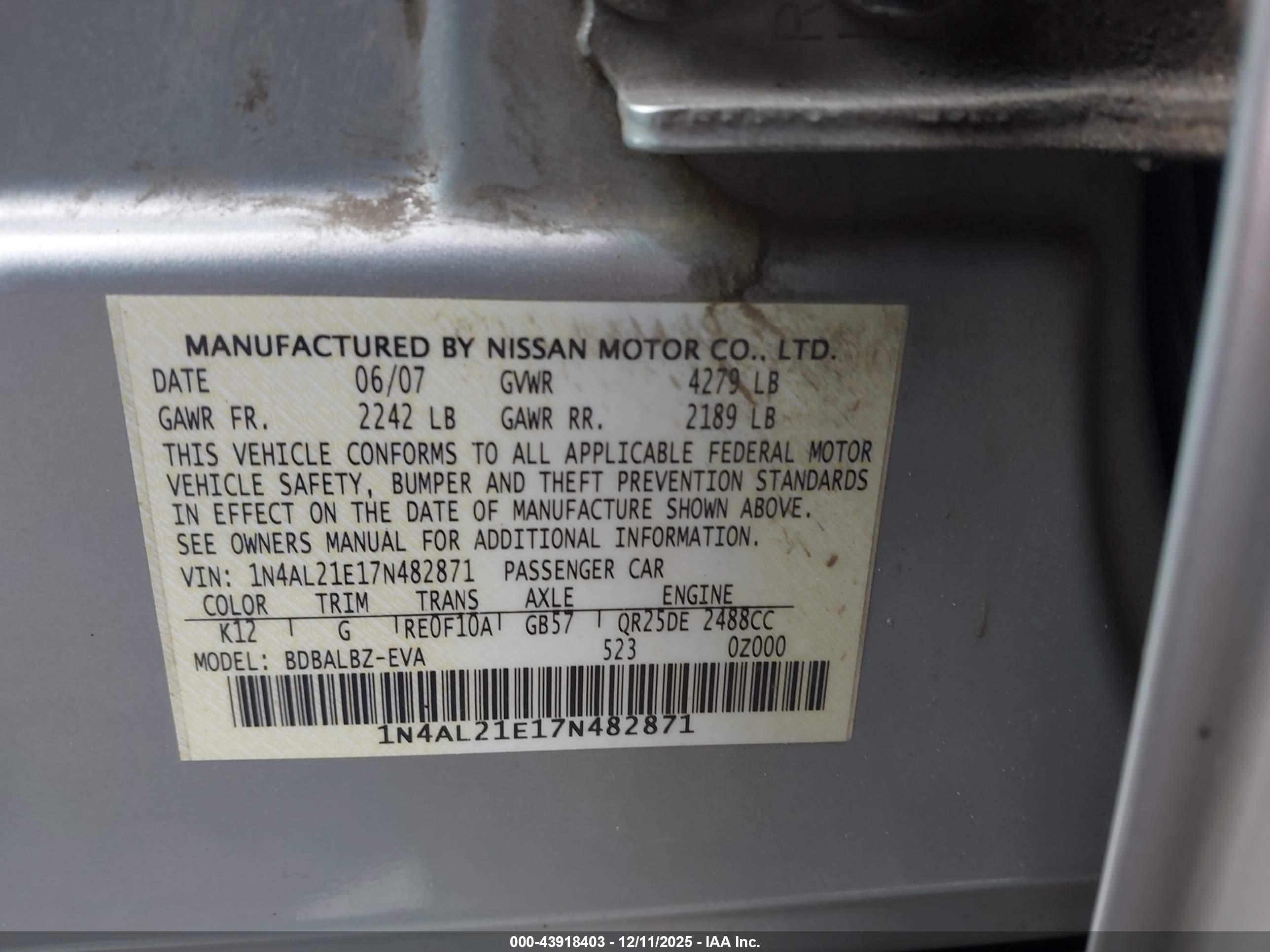 NISSAN ALTIMA image 9