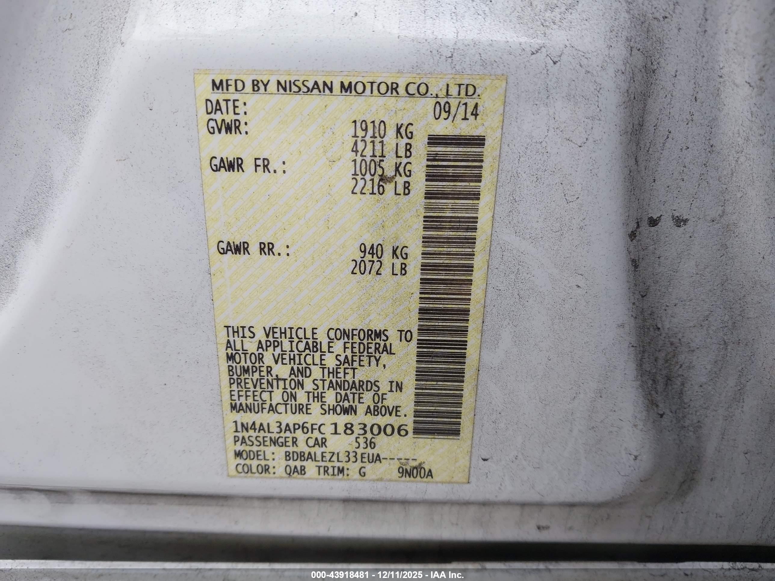 NISSAN ALTIMA image 9
