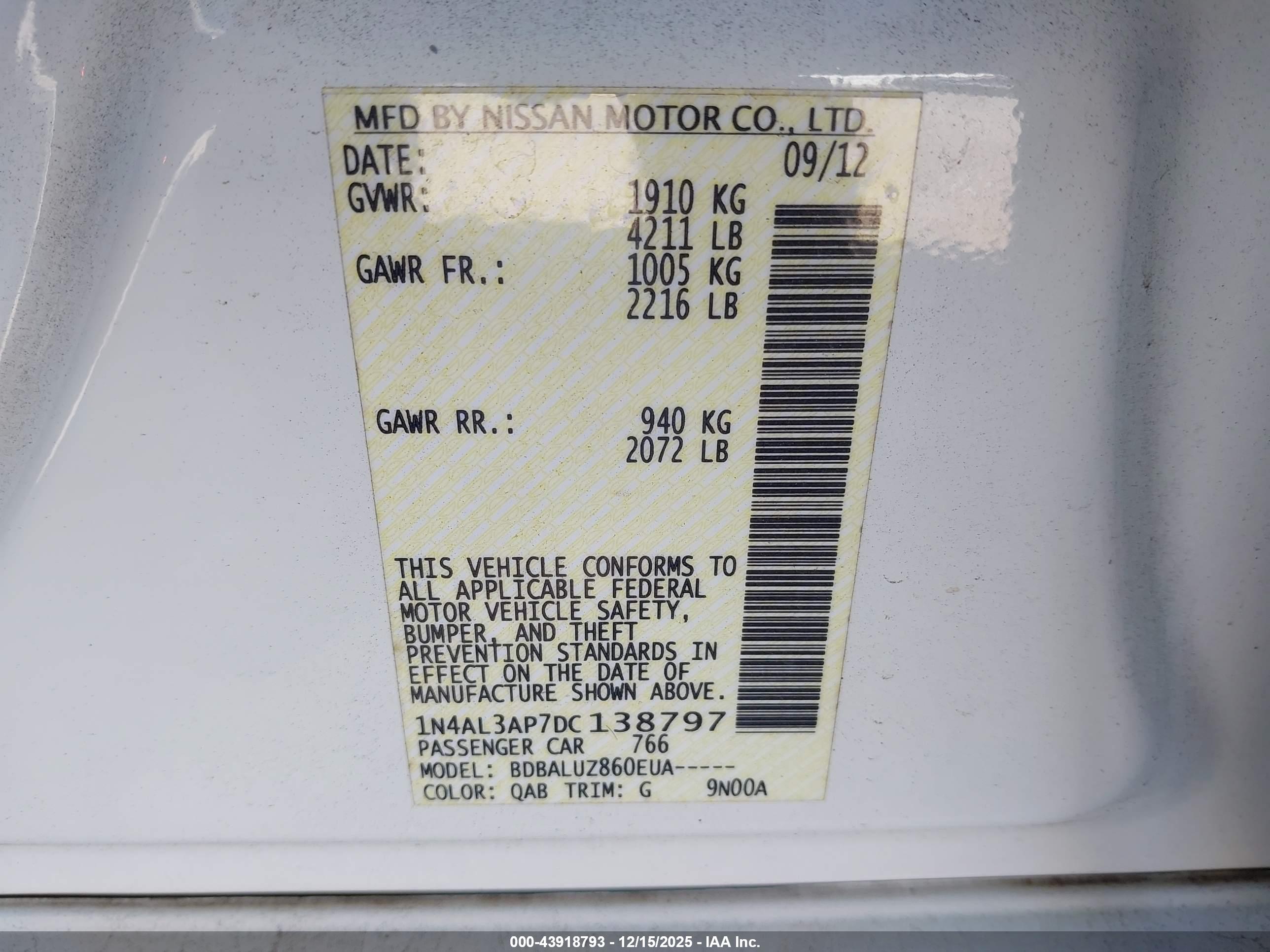 NISSAN ALTIMA image 9