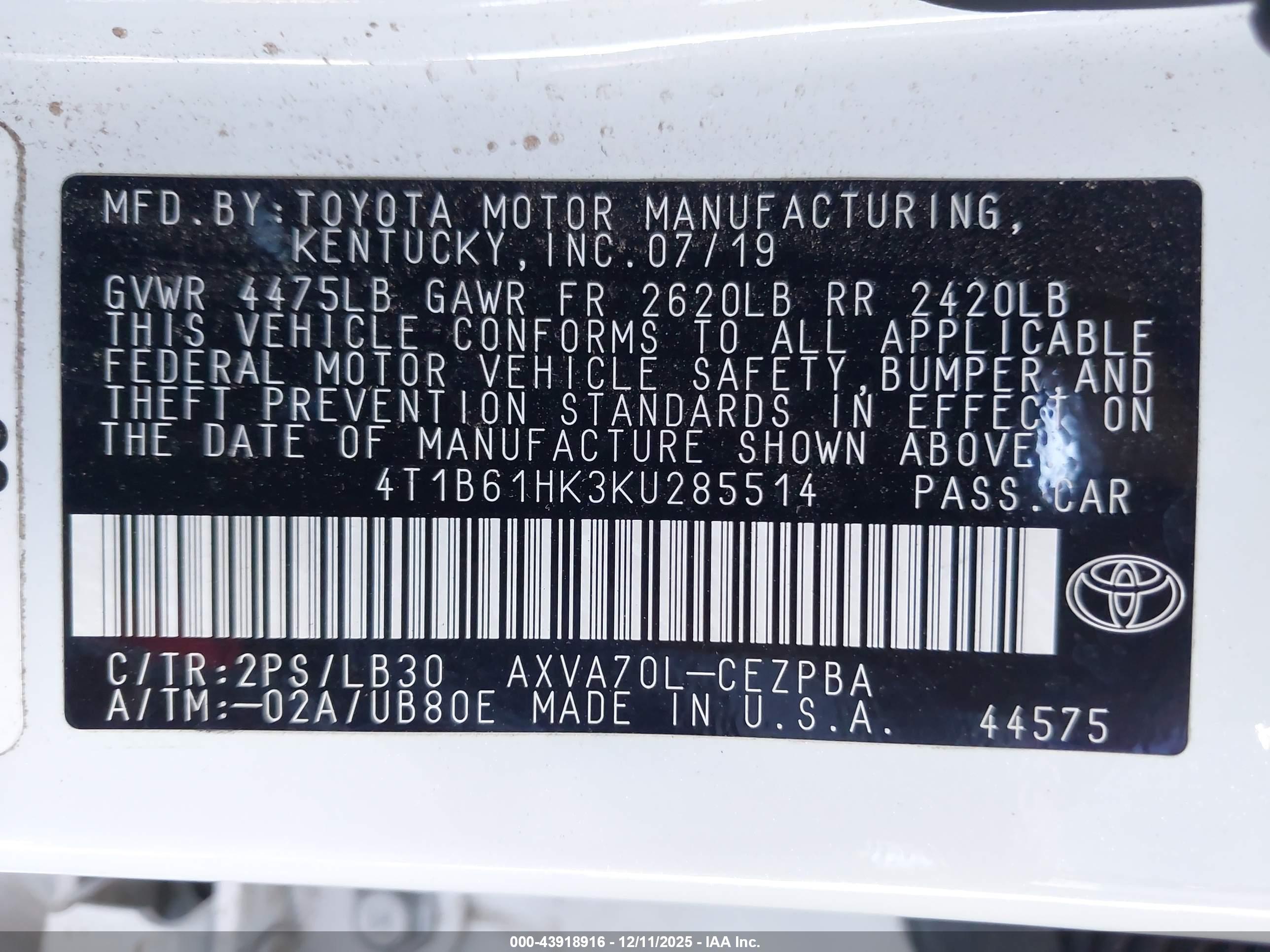 TOYOTA CAMRY image 9