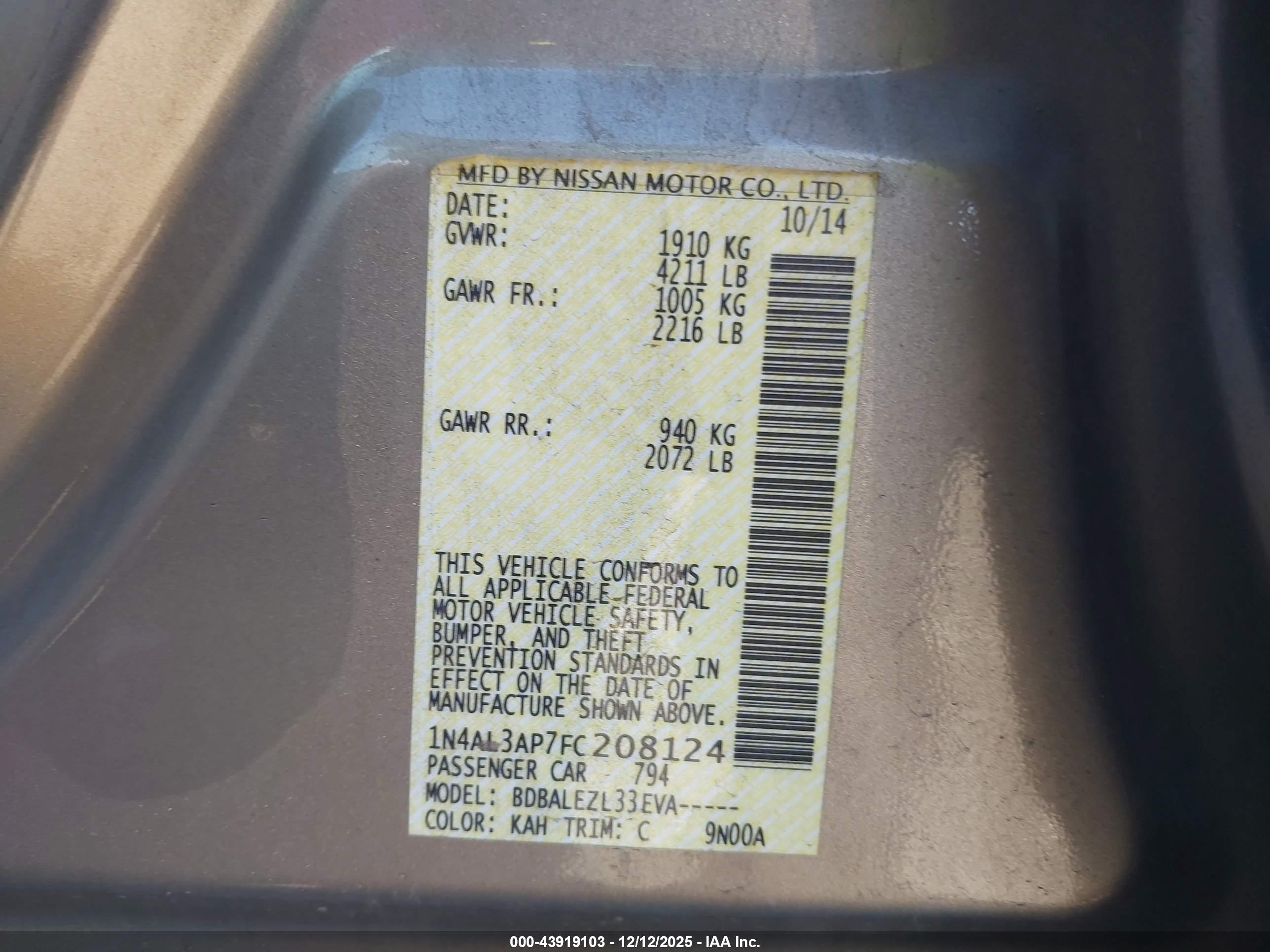 NISSAN ALTIMA image 9