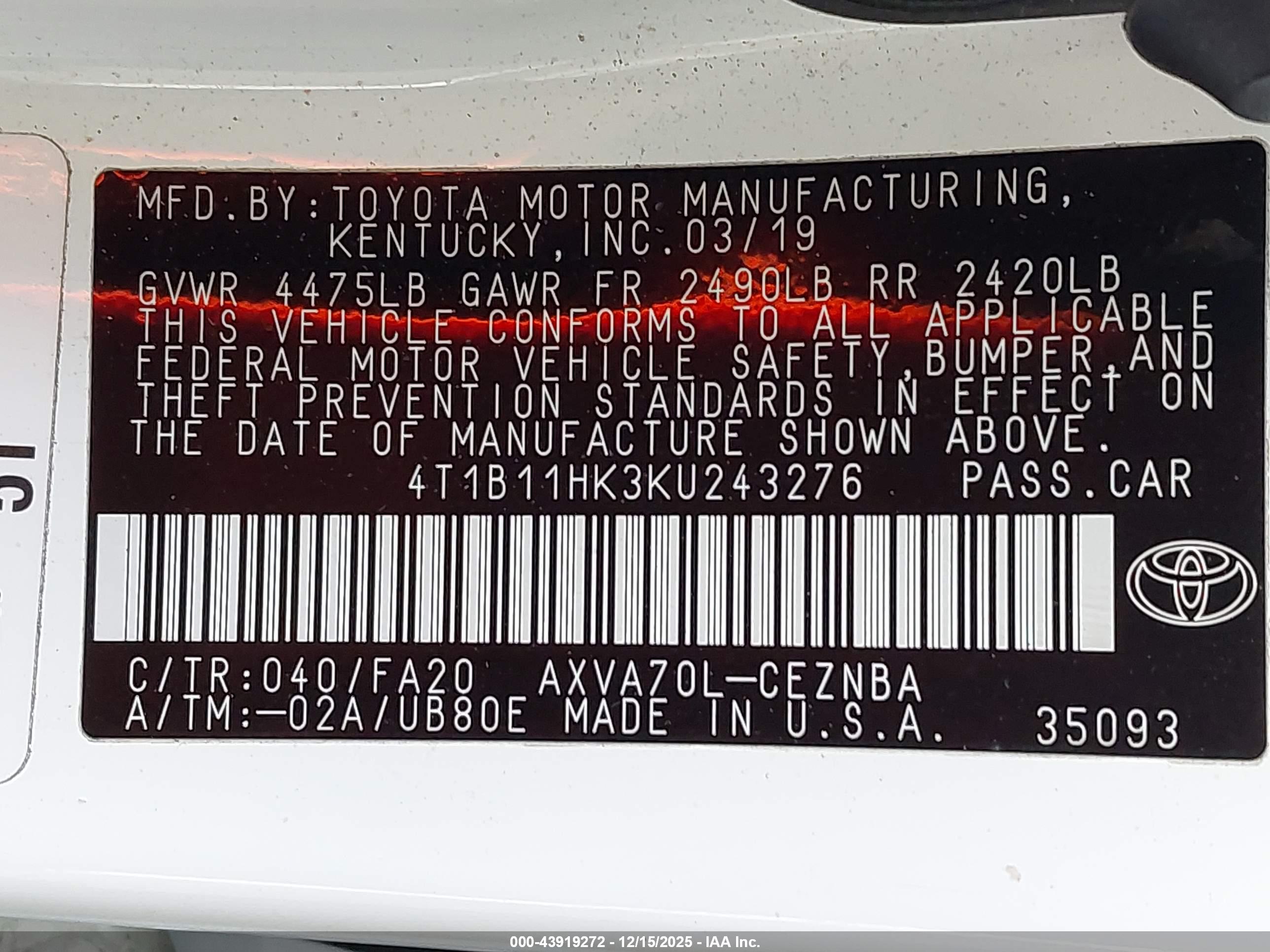 TOYOTA CAMRY image 9