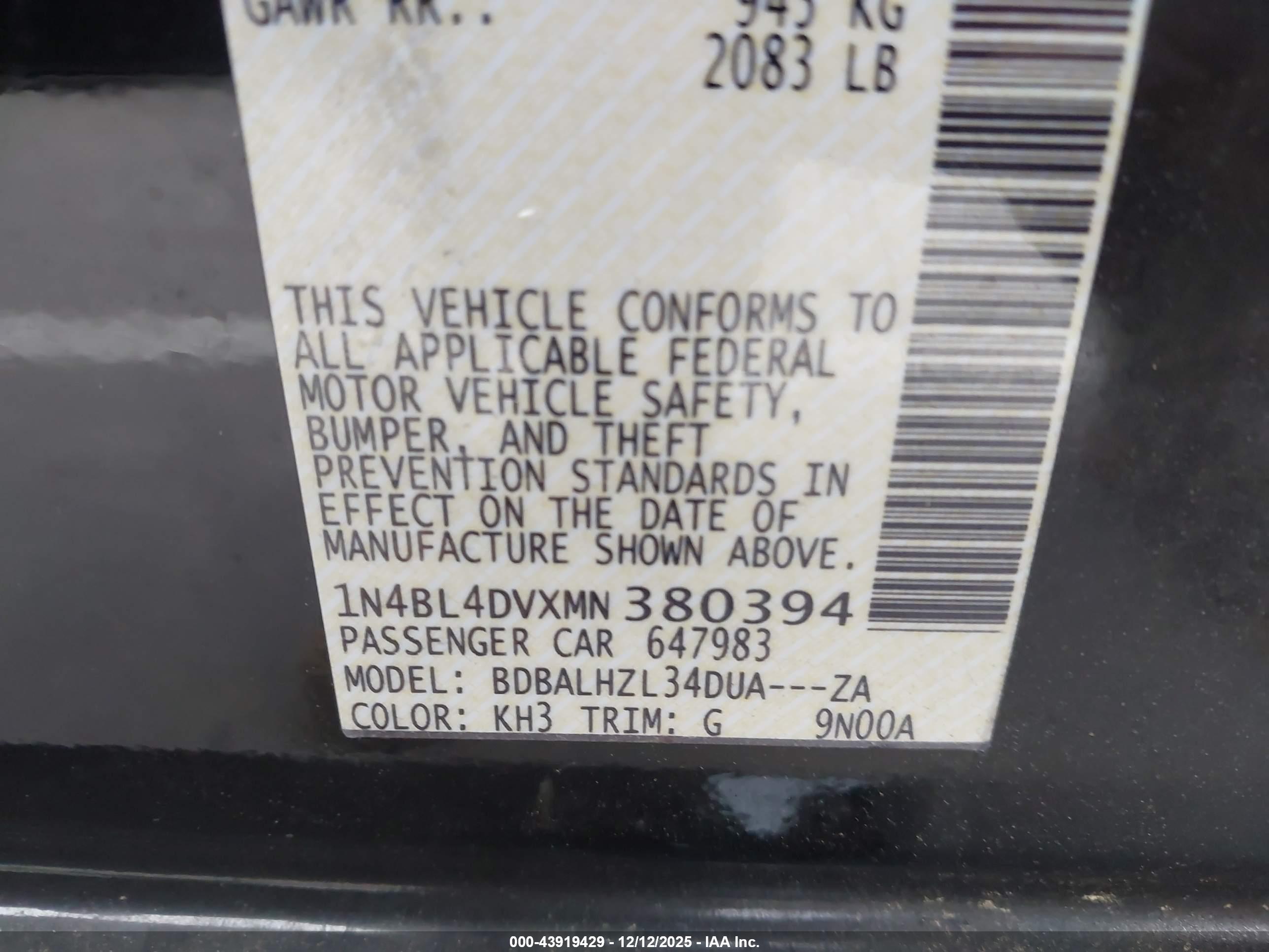 NISSAN ALTIMA image 9