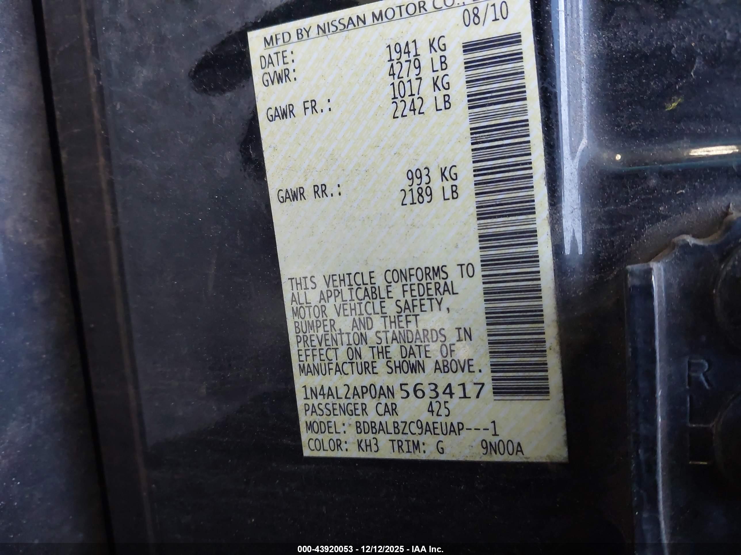 NISSAN ALTIMA image 9