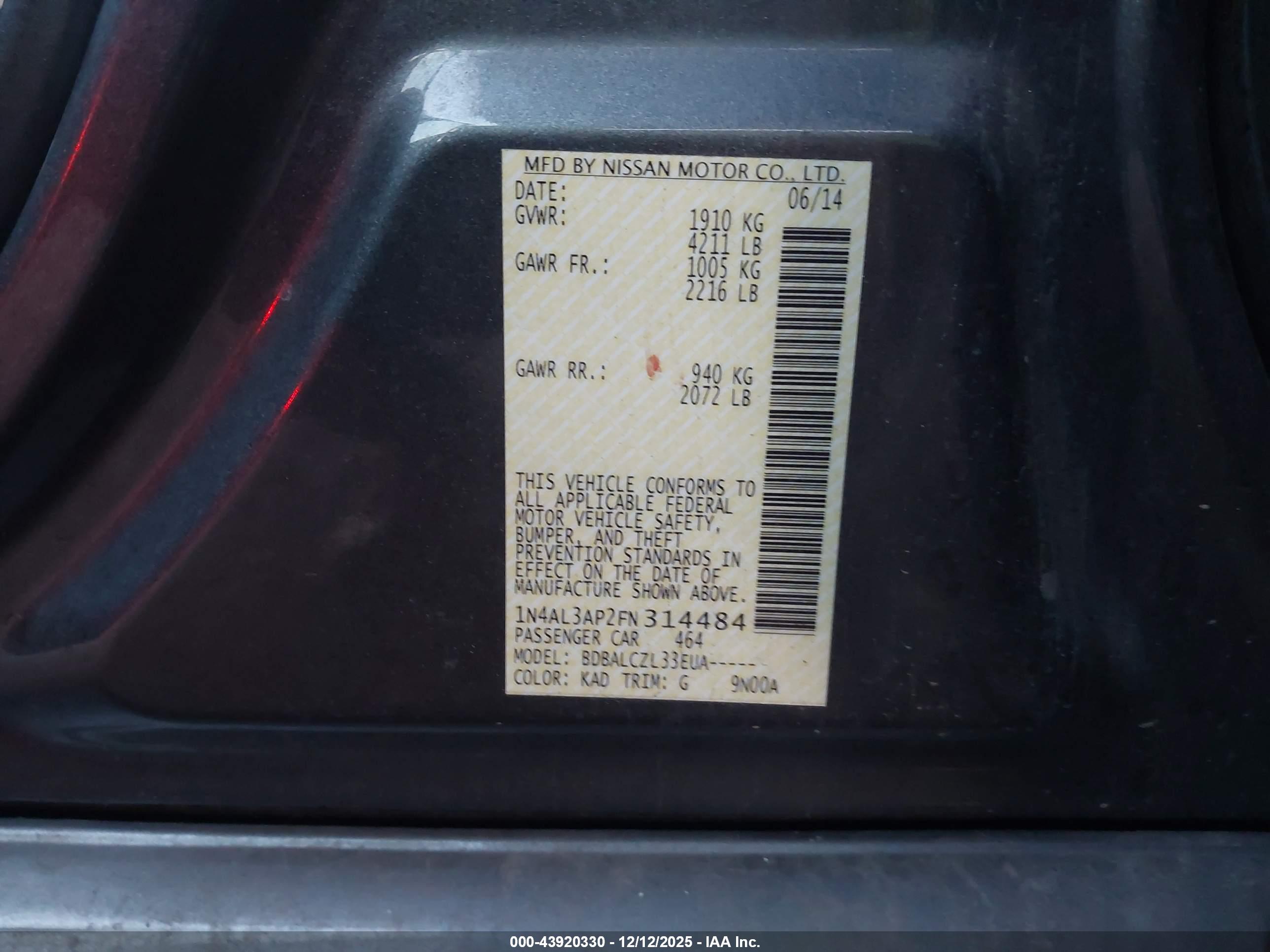 NISSAN ALTIMA image 9