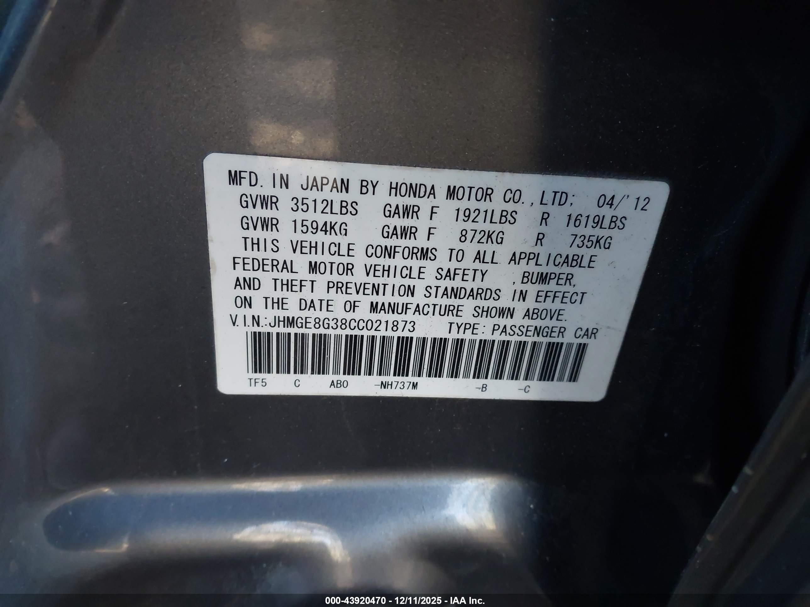 HONDA FIT image 9