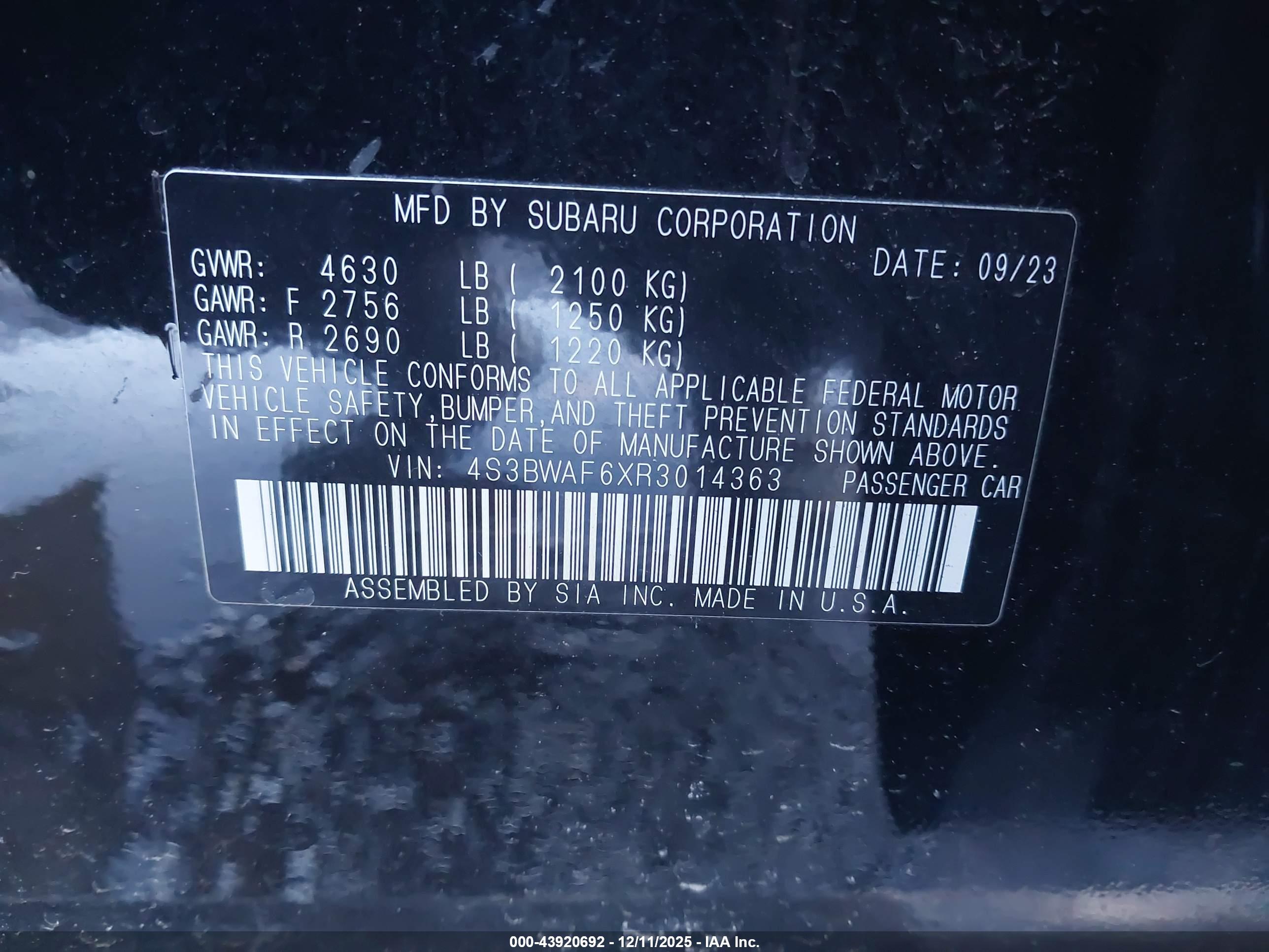SUBARU LEGACY image 9