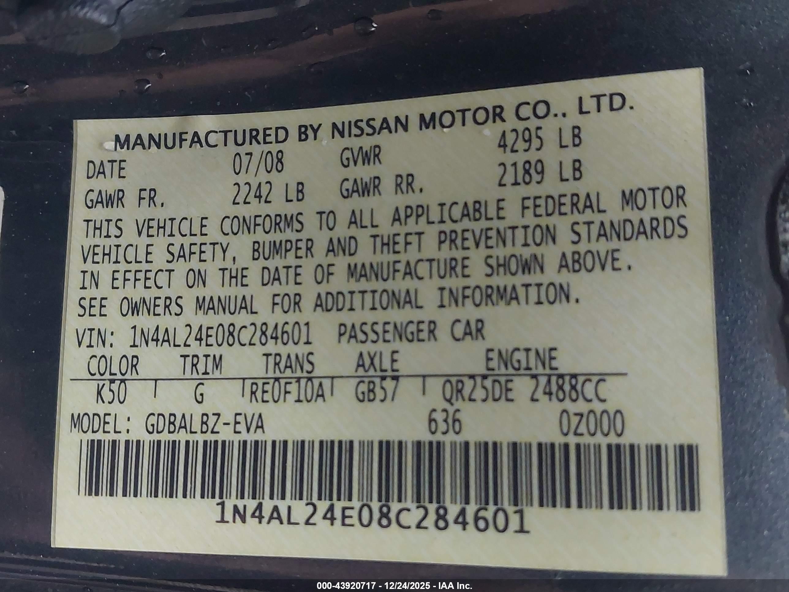 NISSAN ALTIMA image 9