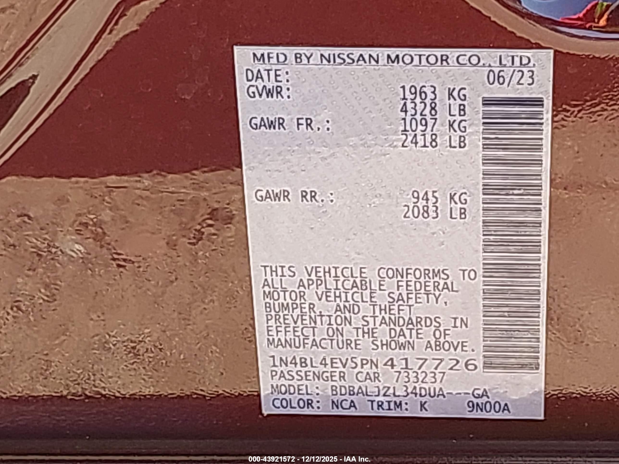 NISSAN ALTIMA image 9