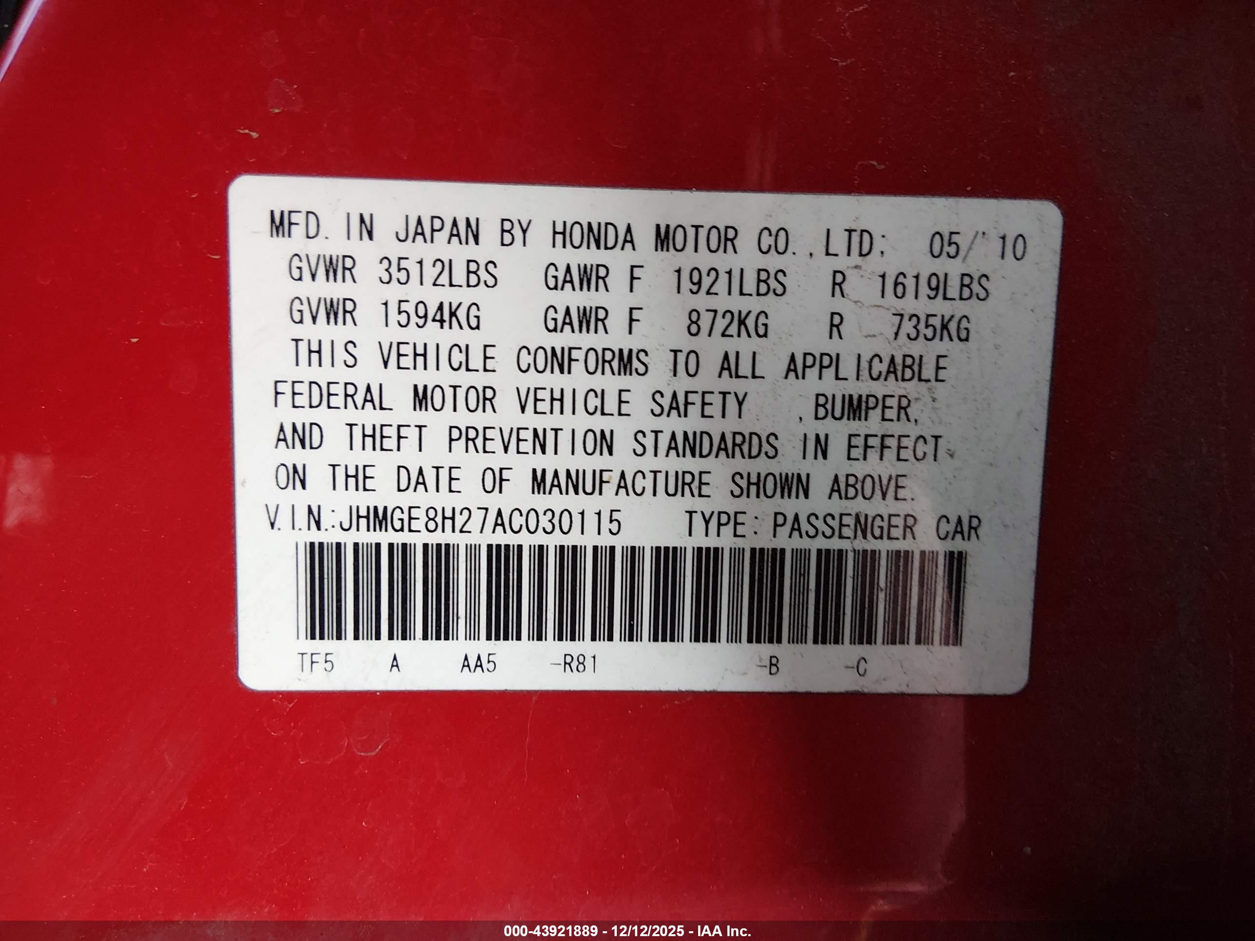 HONDA FIT image 9