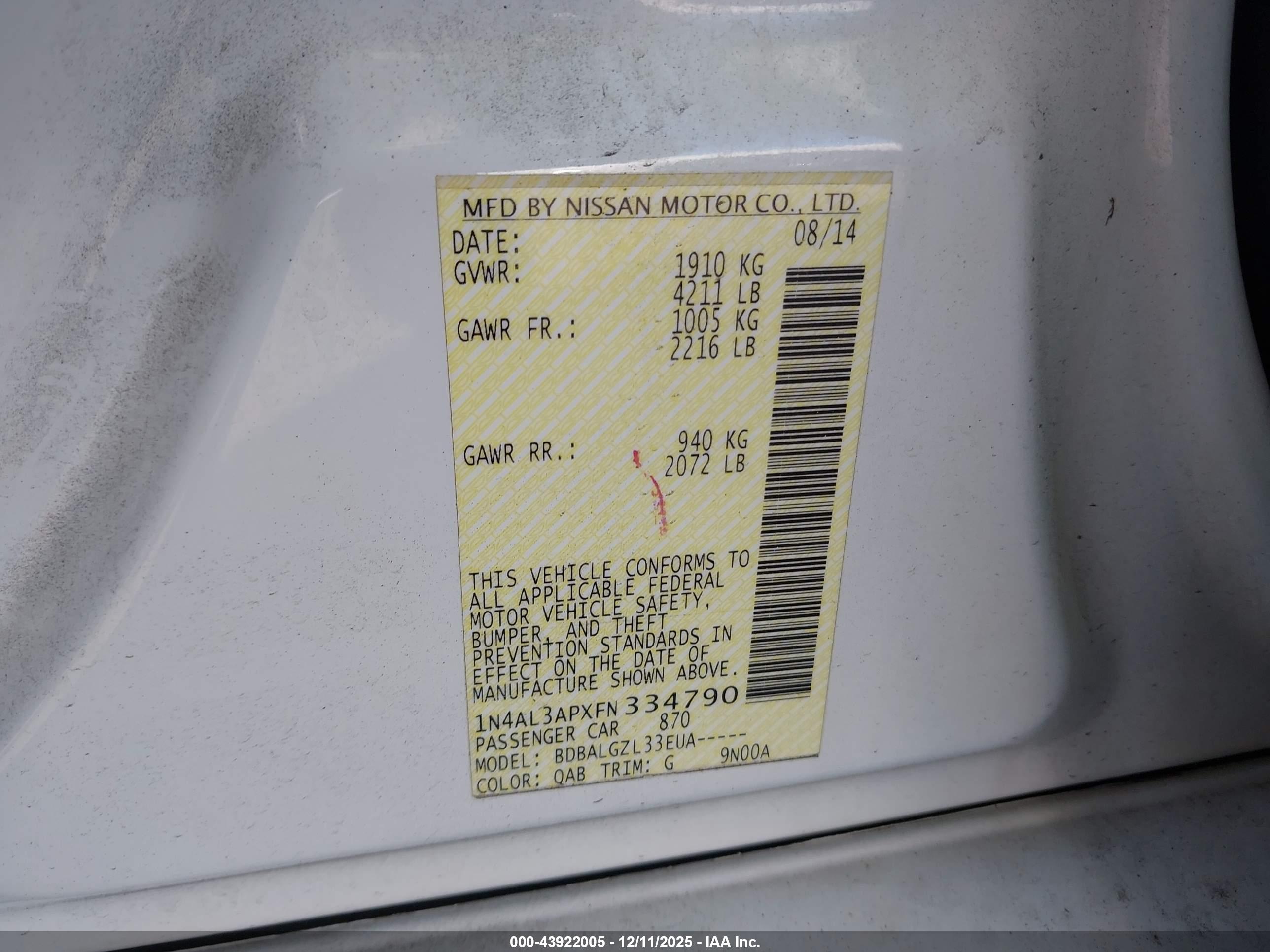 NISSAN ALTIMA image 9