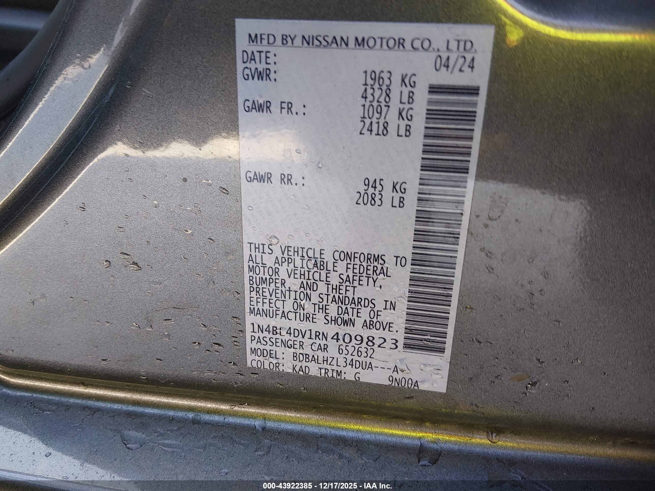 NISSAN ALTIMA image 9