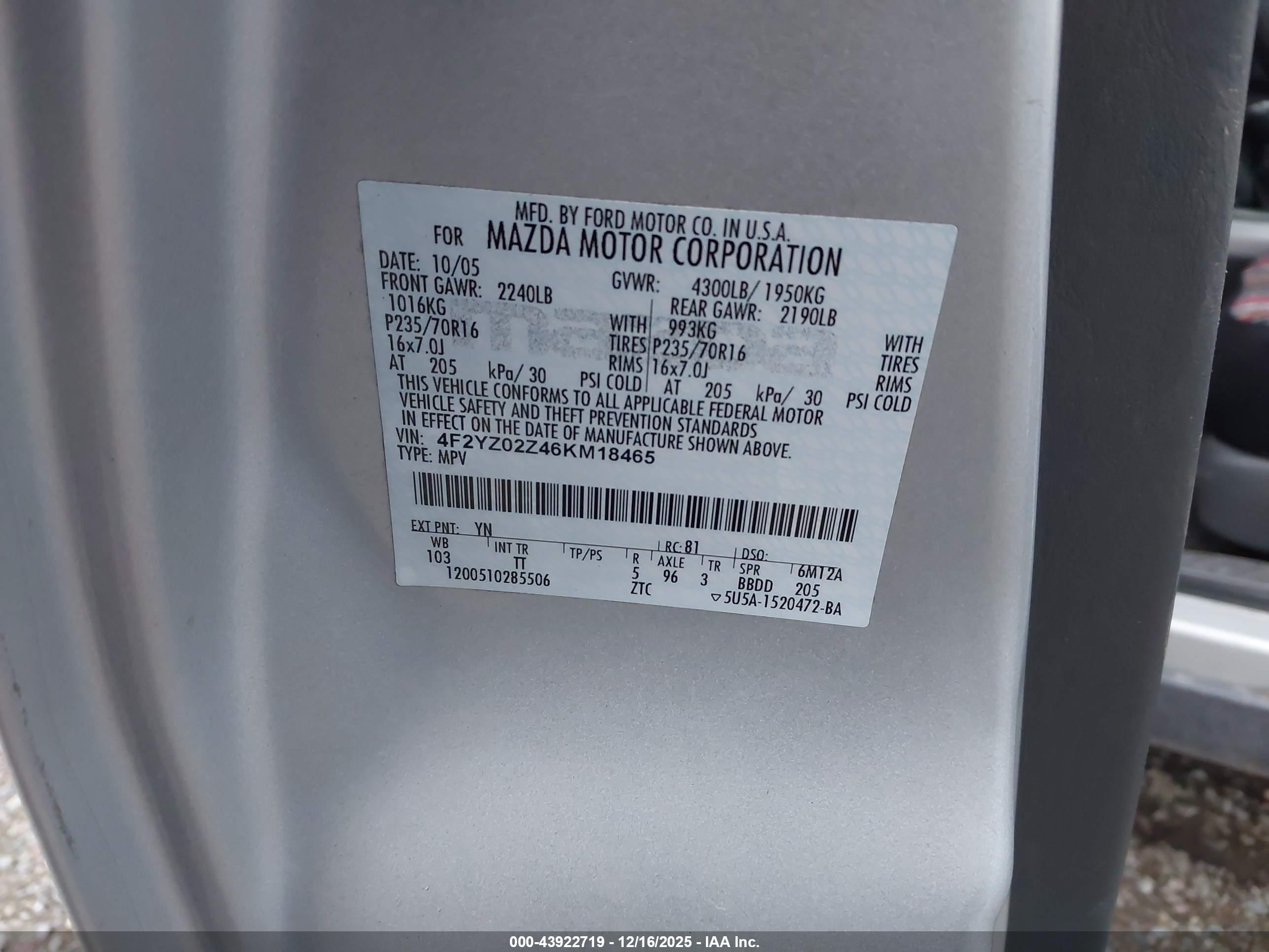 MAZDA TRIBUTE image 9