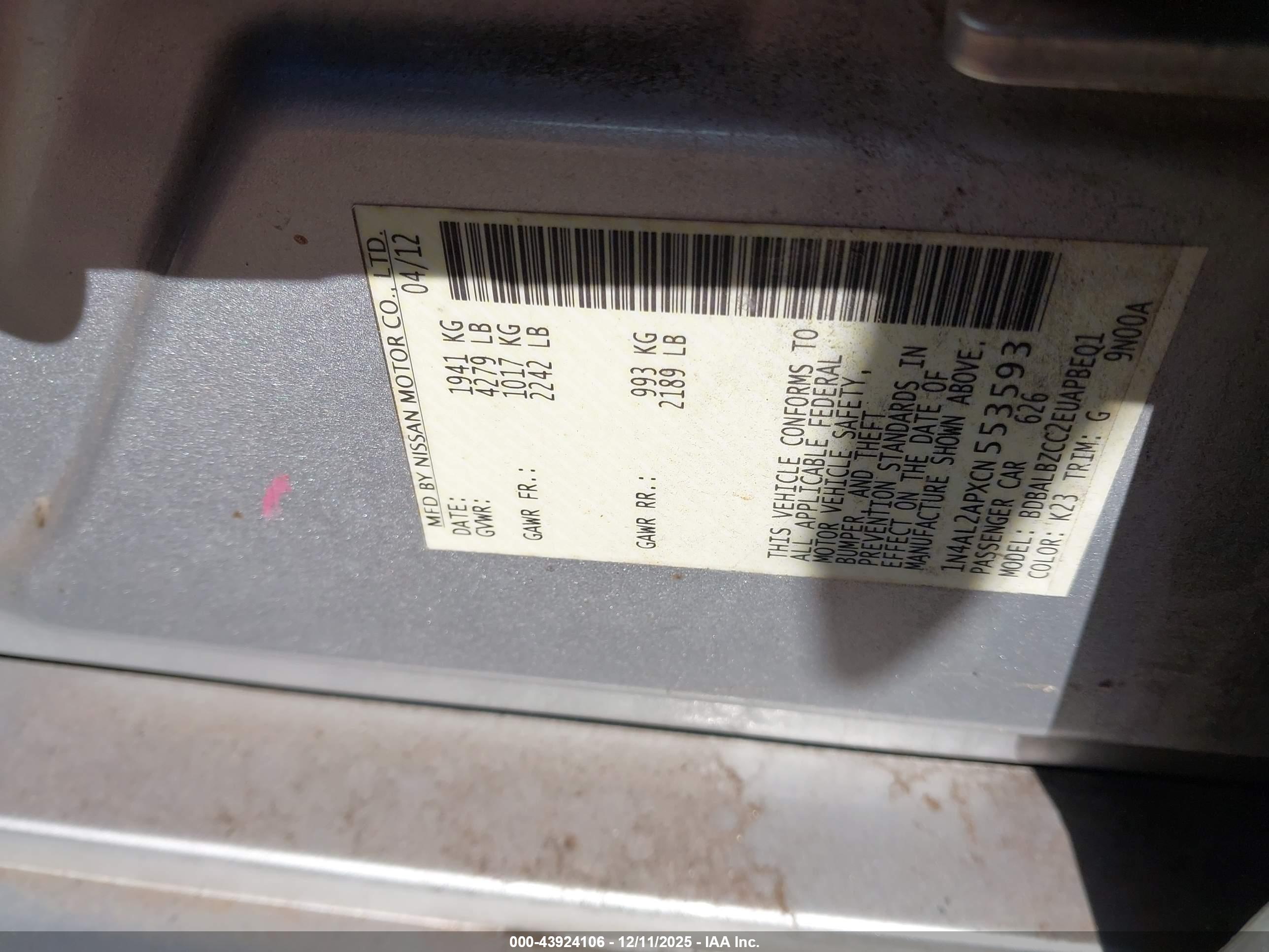 NISSAN ALTIMA image 9