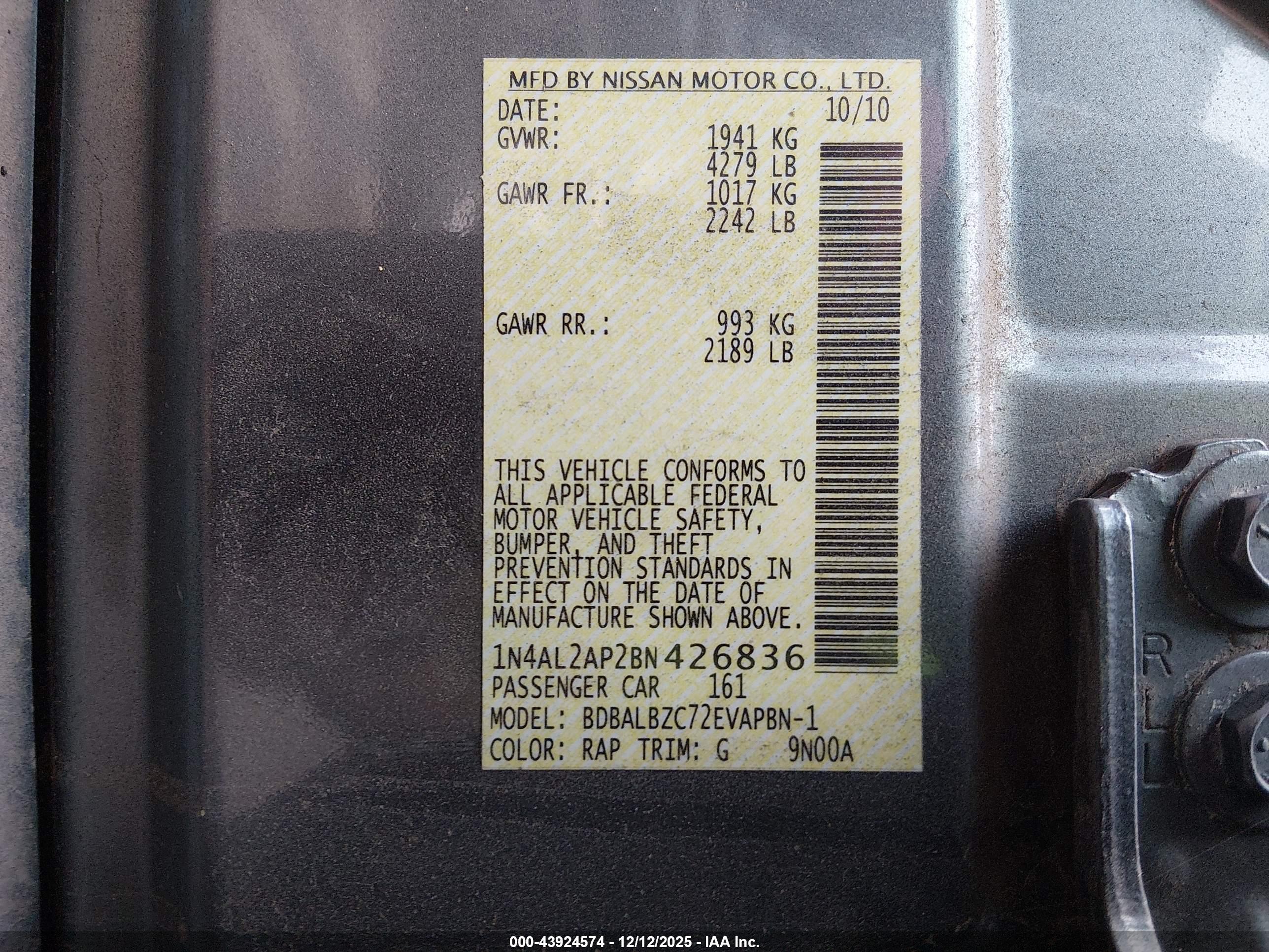 NISSAN ALTIMA image 9