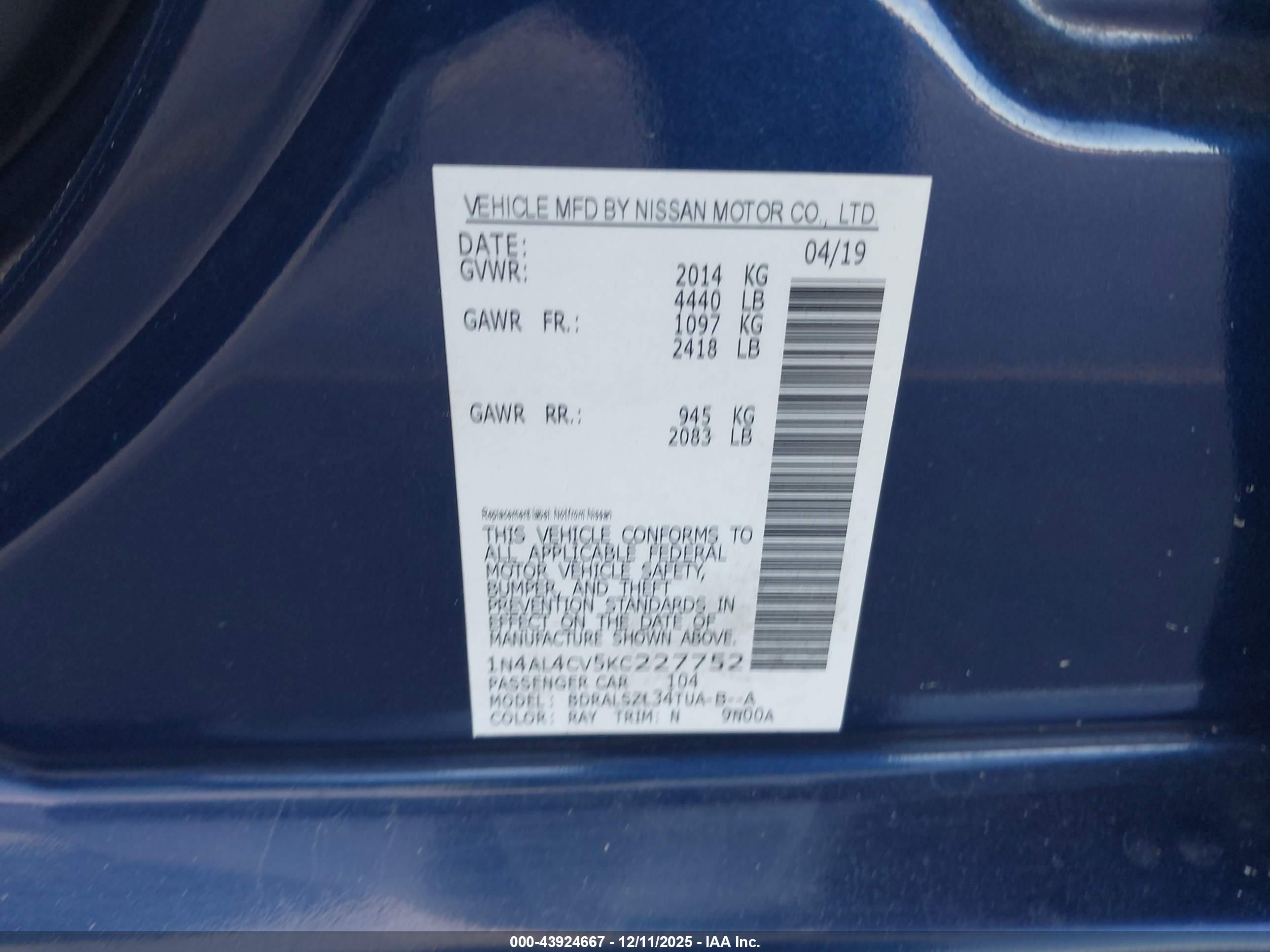 NISSAN ALTIMA image 9