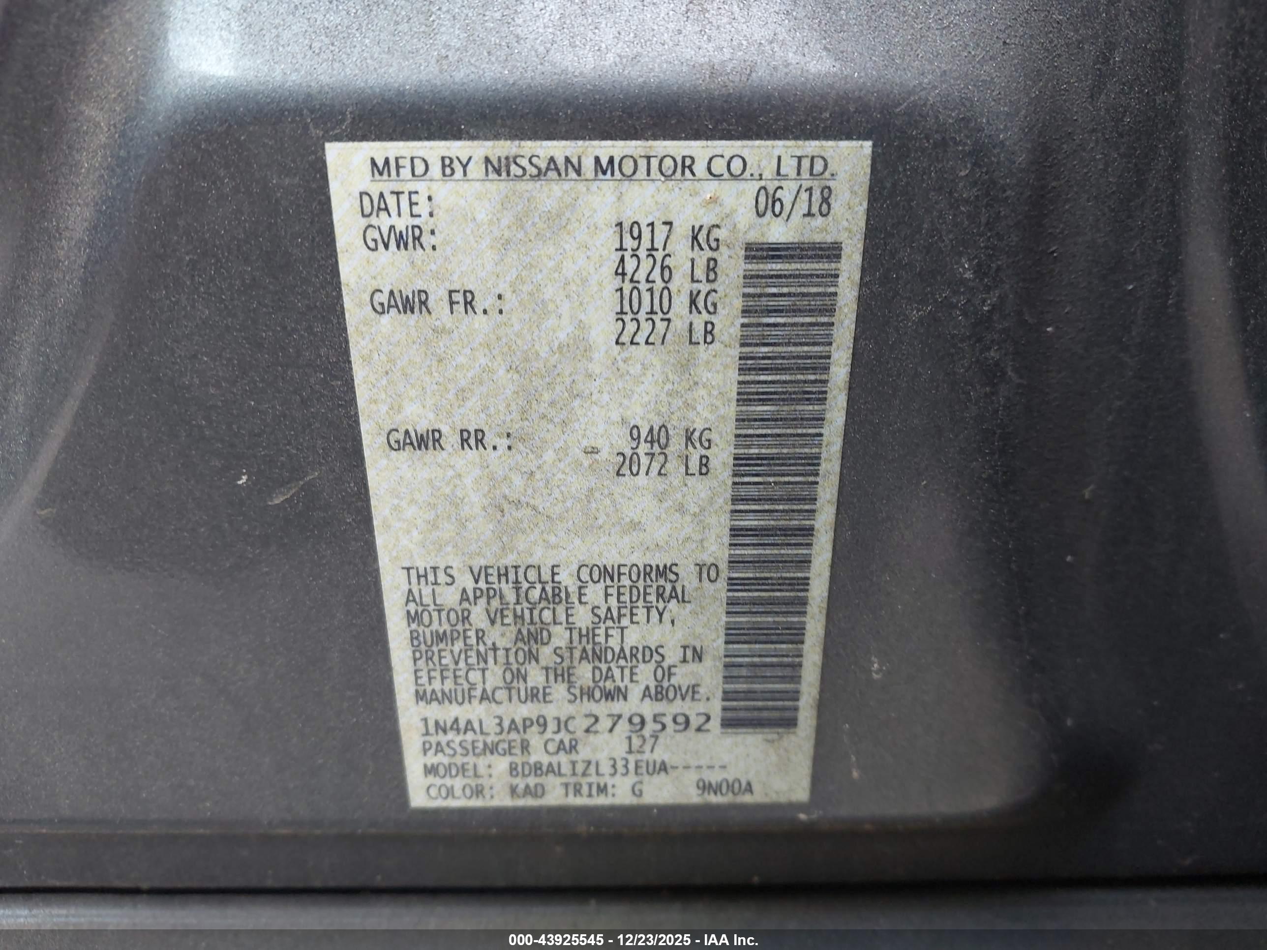 NISSAN ALTIMA image 9