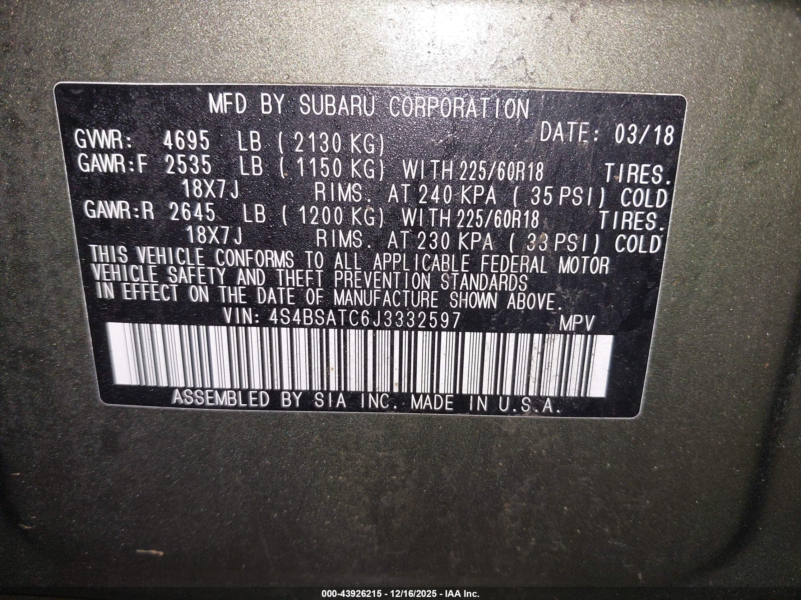 SUBARU OUTBACK image 9
