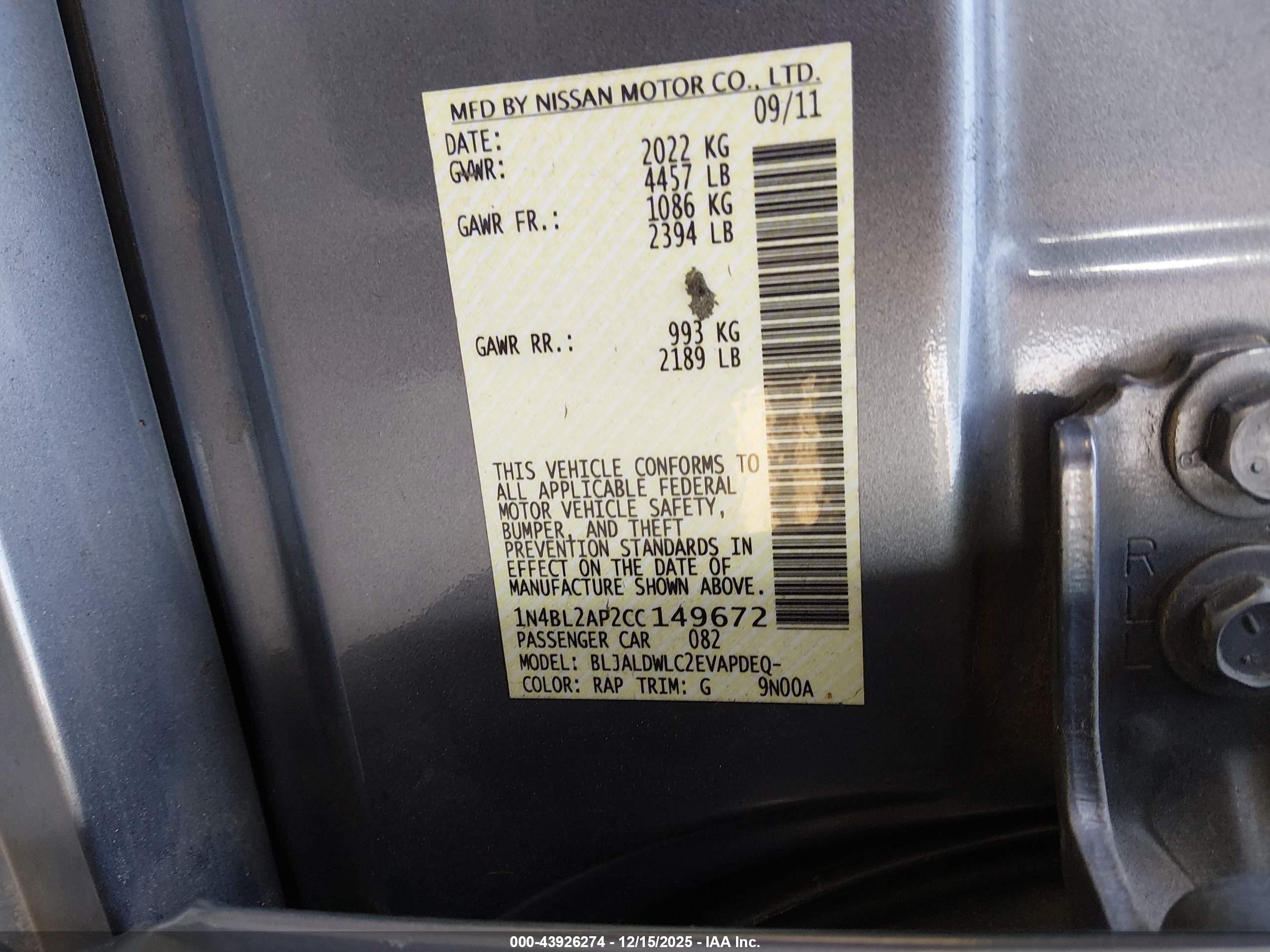 NISSAN ALTIMA image 9