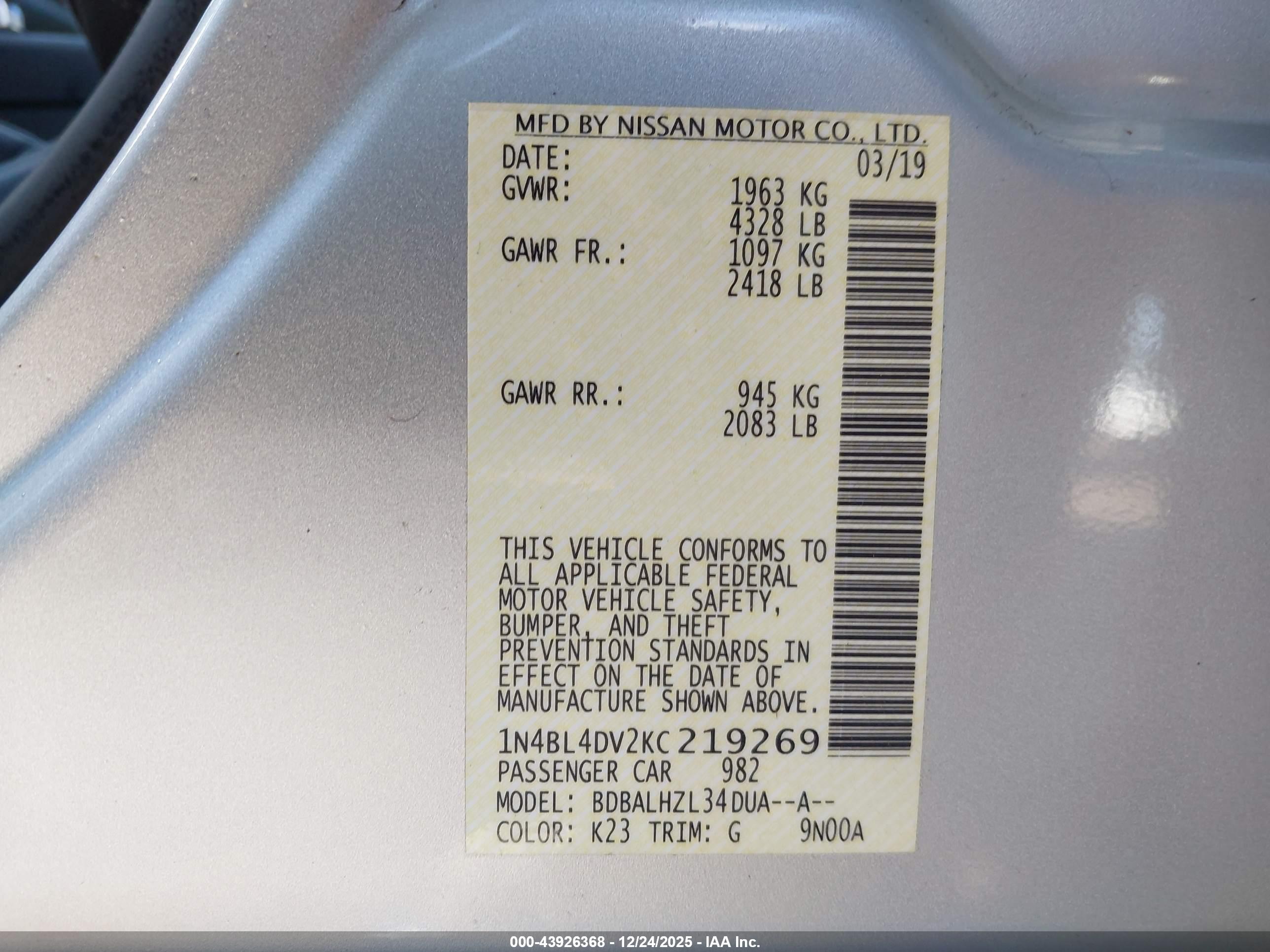 NISSAN ALTIMA image 9