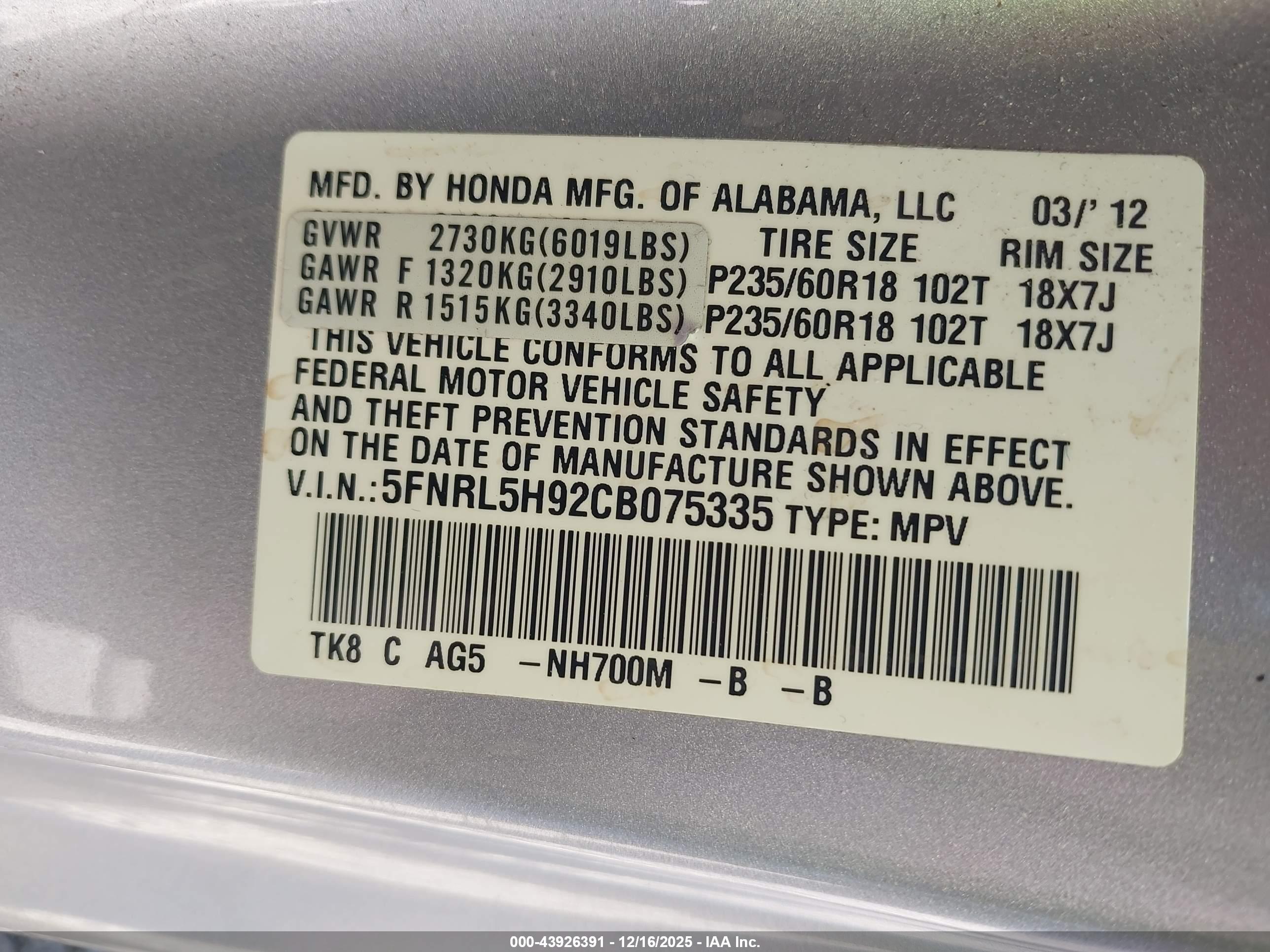 HONDA ODYSSEY image 9