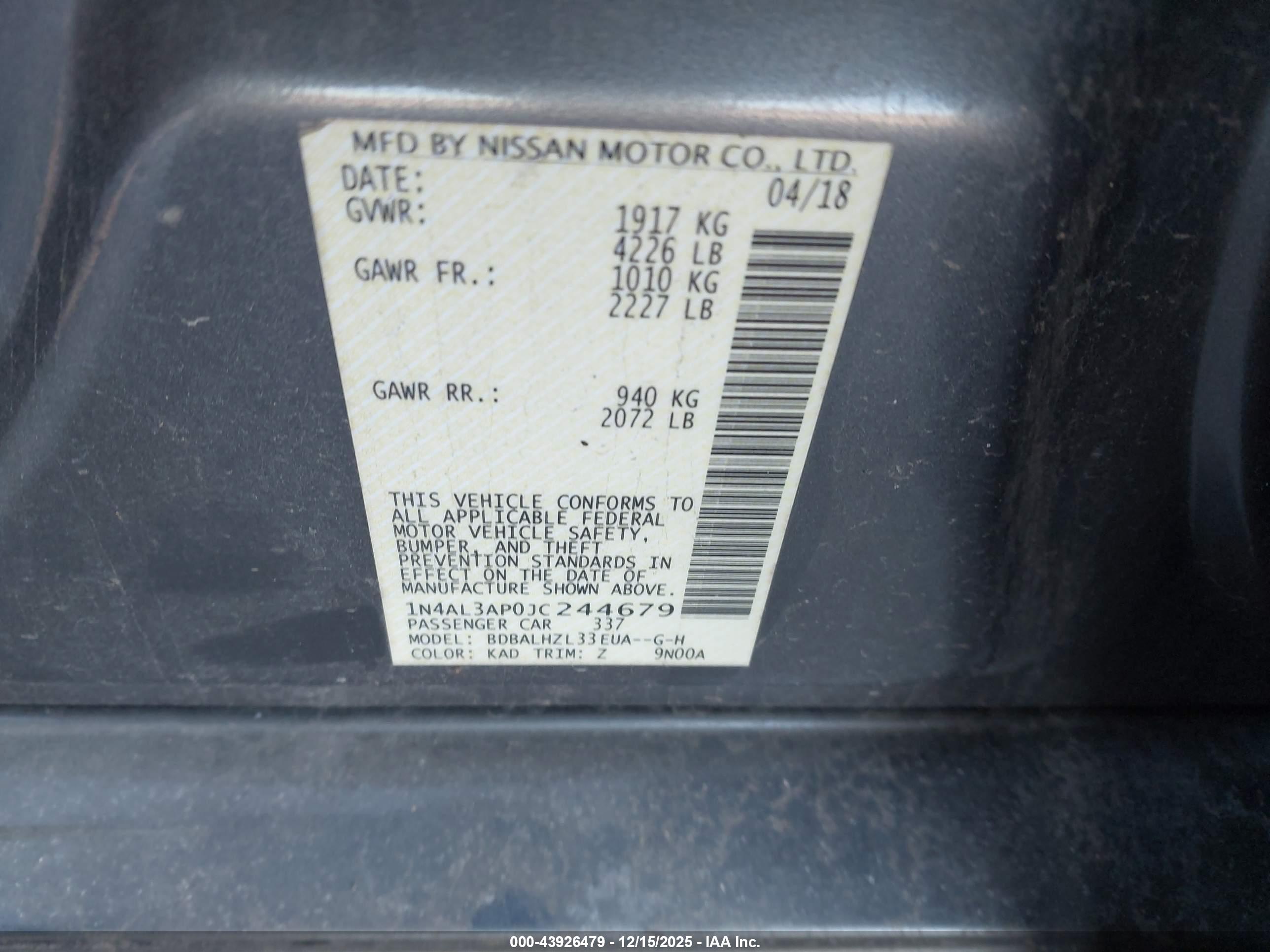NISSAN ALTIMA image 9