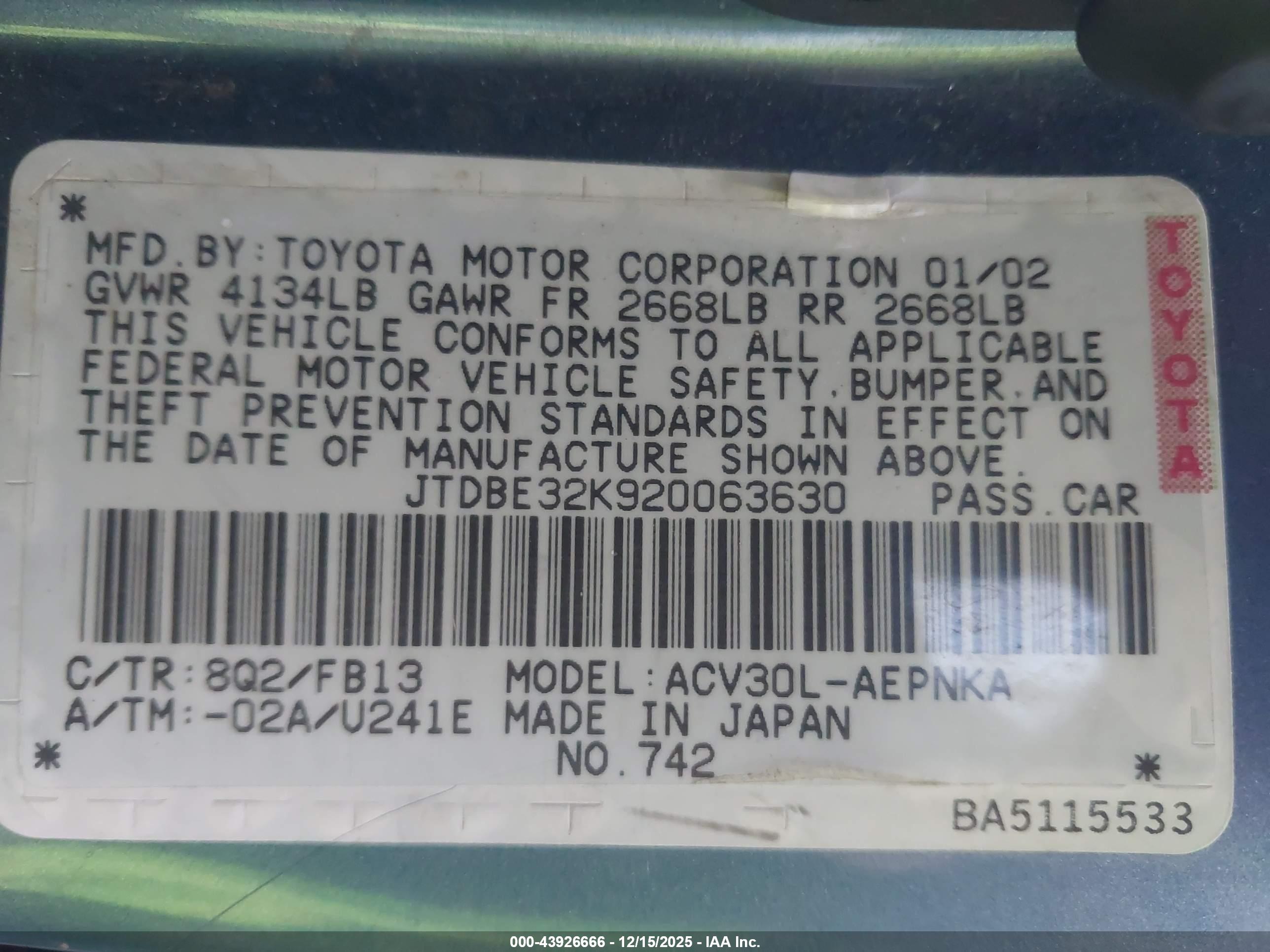 TOYOTA CAMRY image 9
