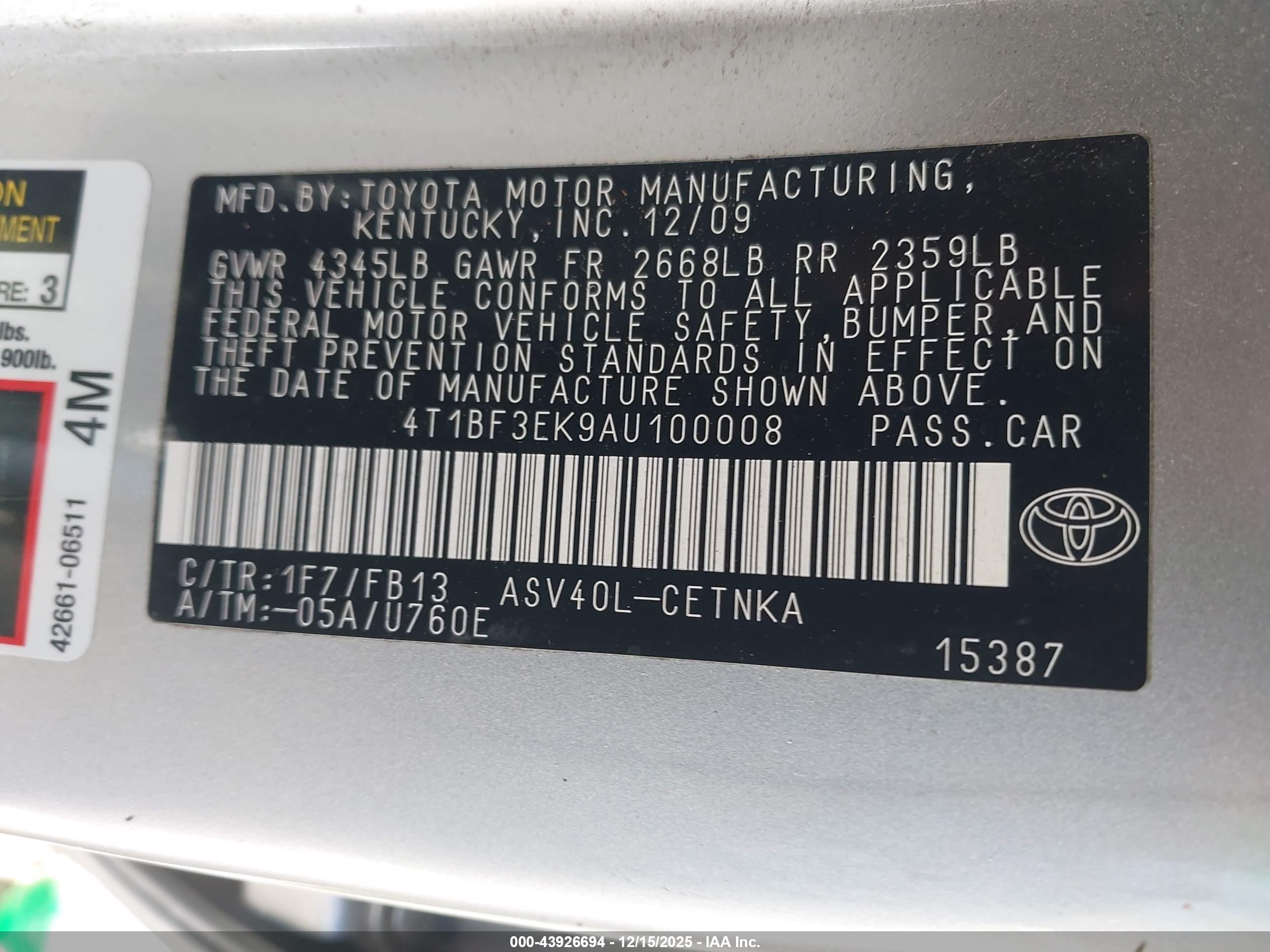 TOYOTA CAMRY image 9