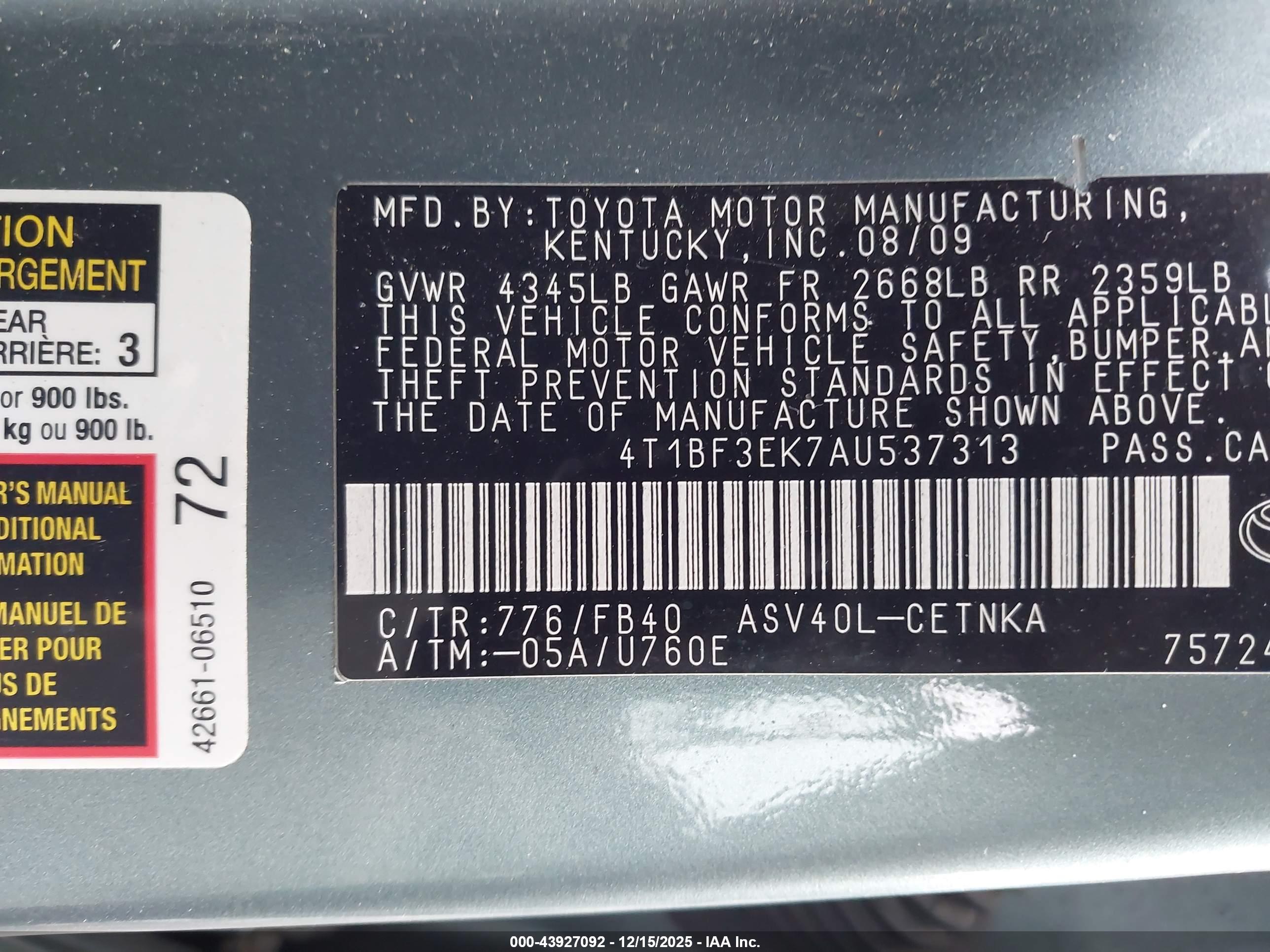 TOYOTA CAMRY image 9