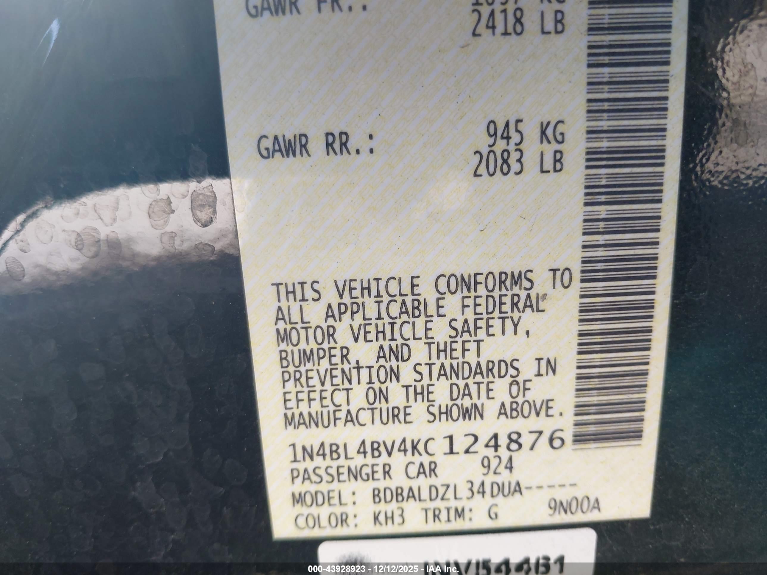 NISSAN ALTIMA image 9