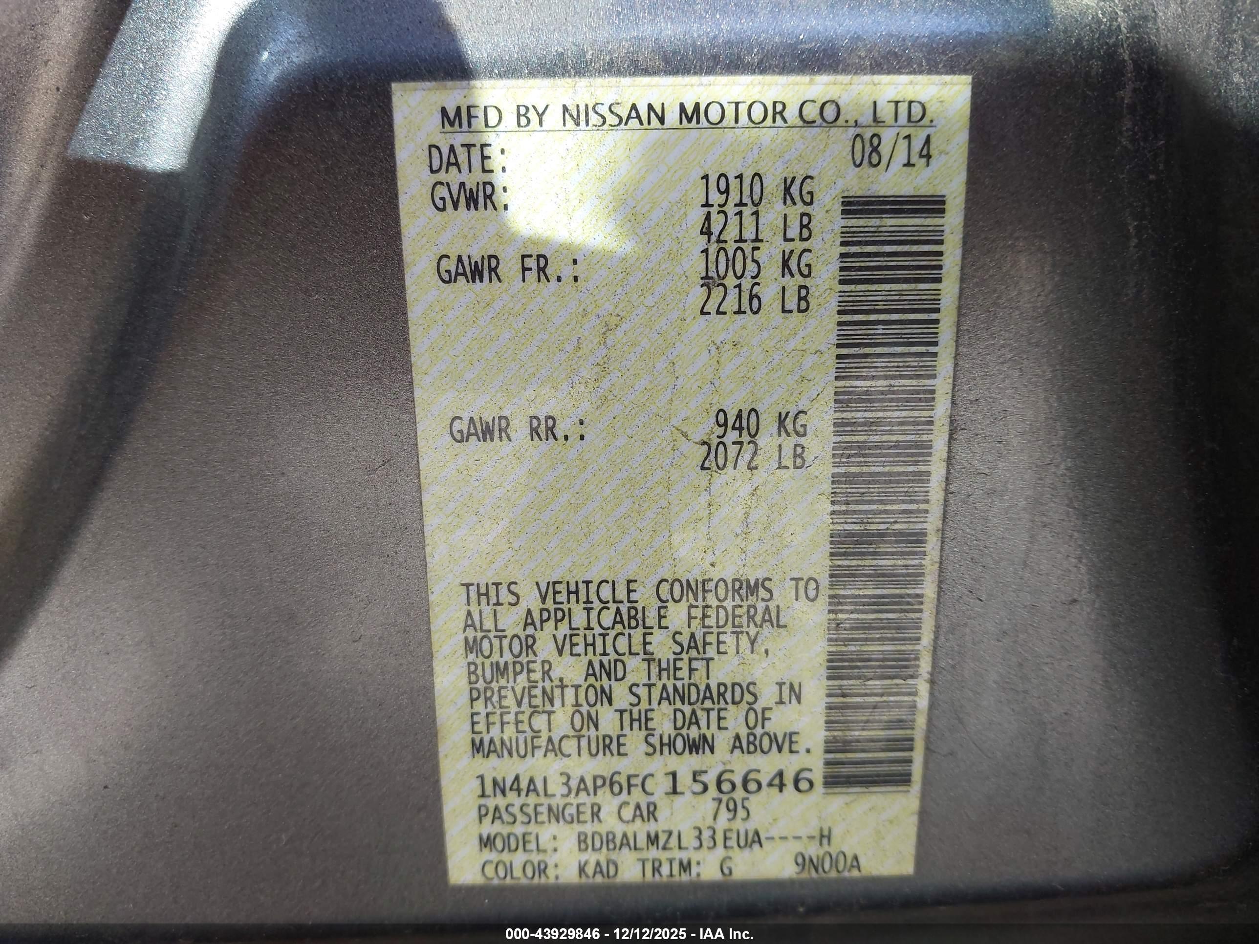 NISSAN ALTIMA image 9