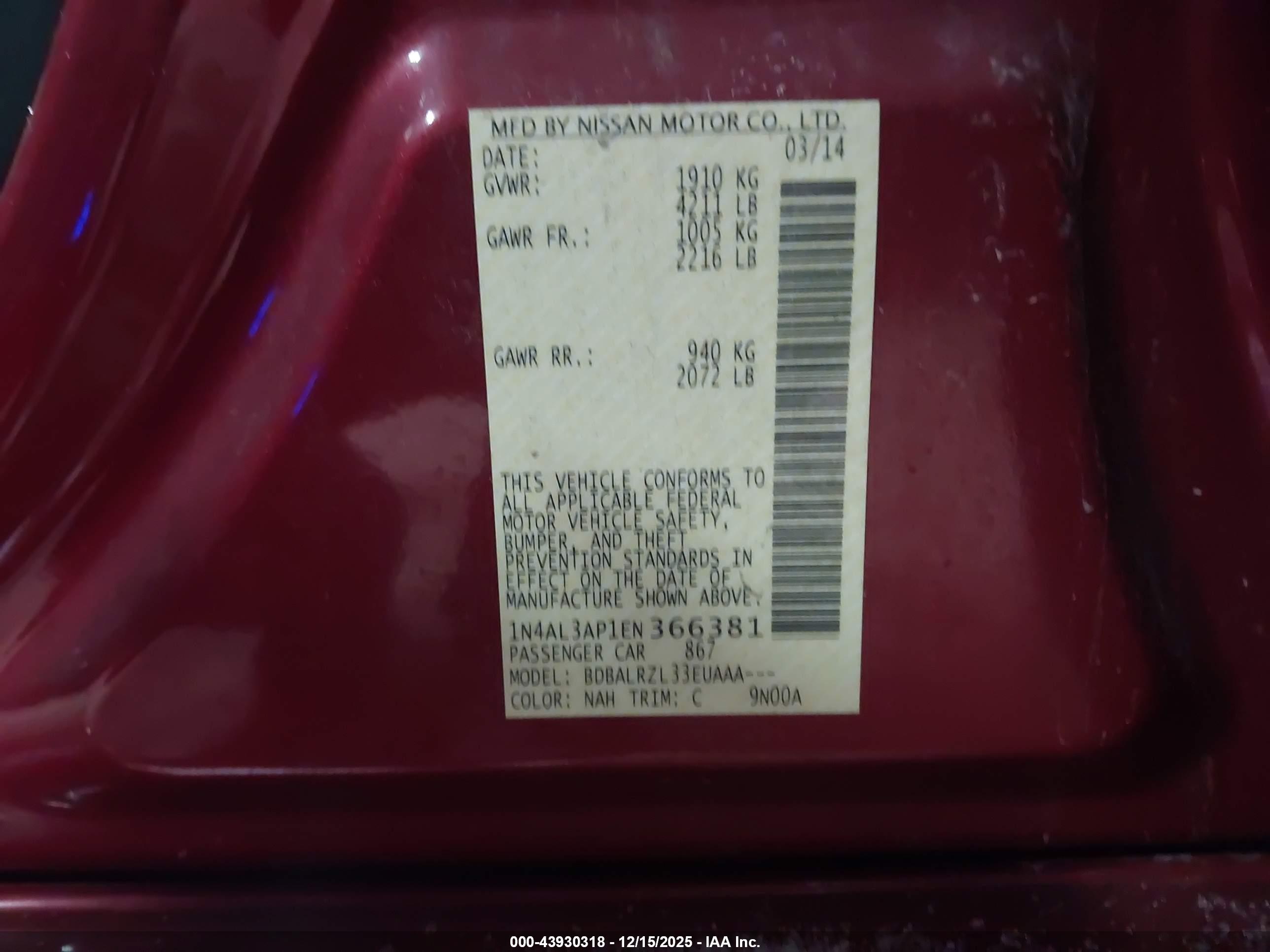 NISSAN ALTIMA image 9