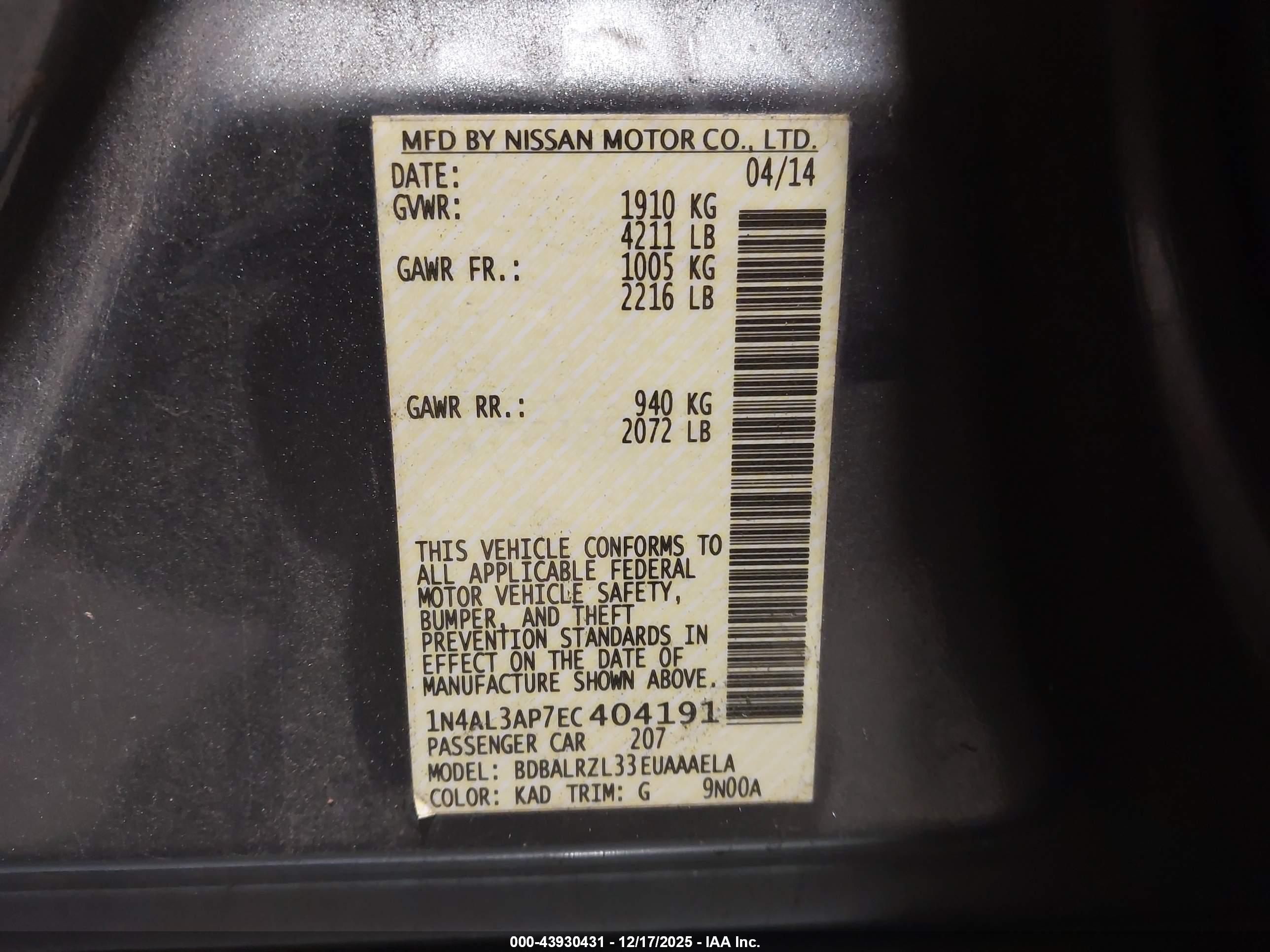 NISSAN ALTIMA image 9
