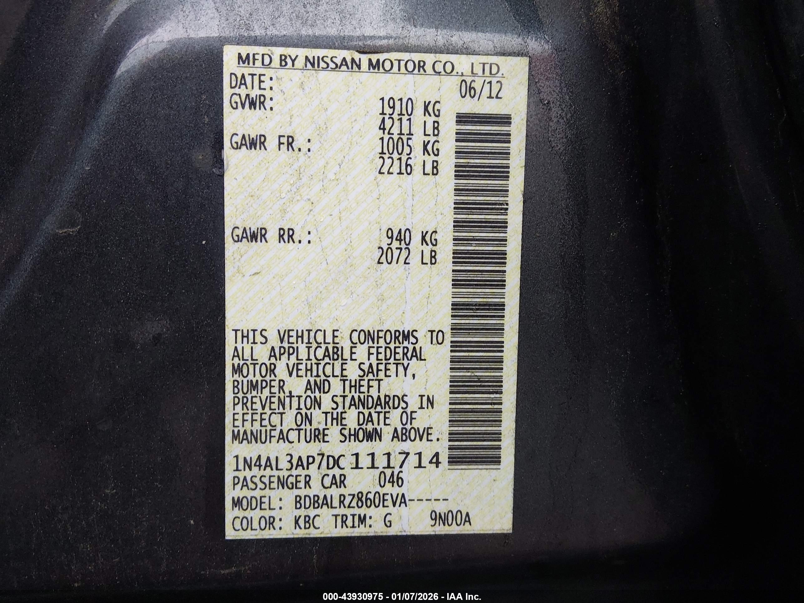 NISSAN ALTIMA image 9