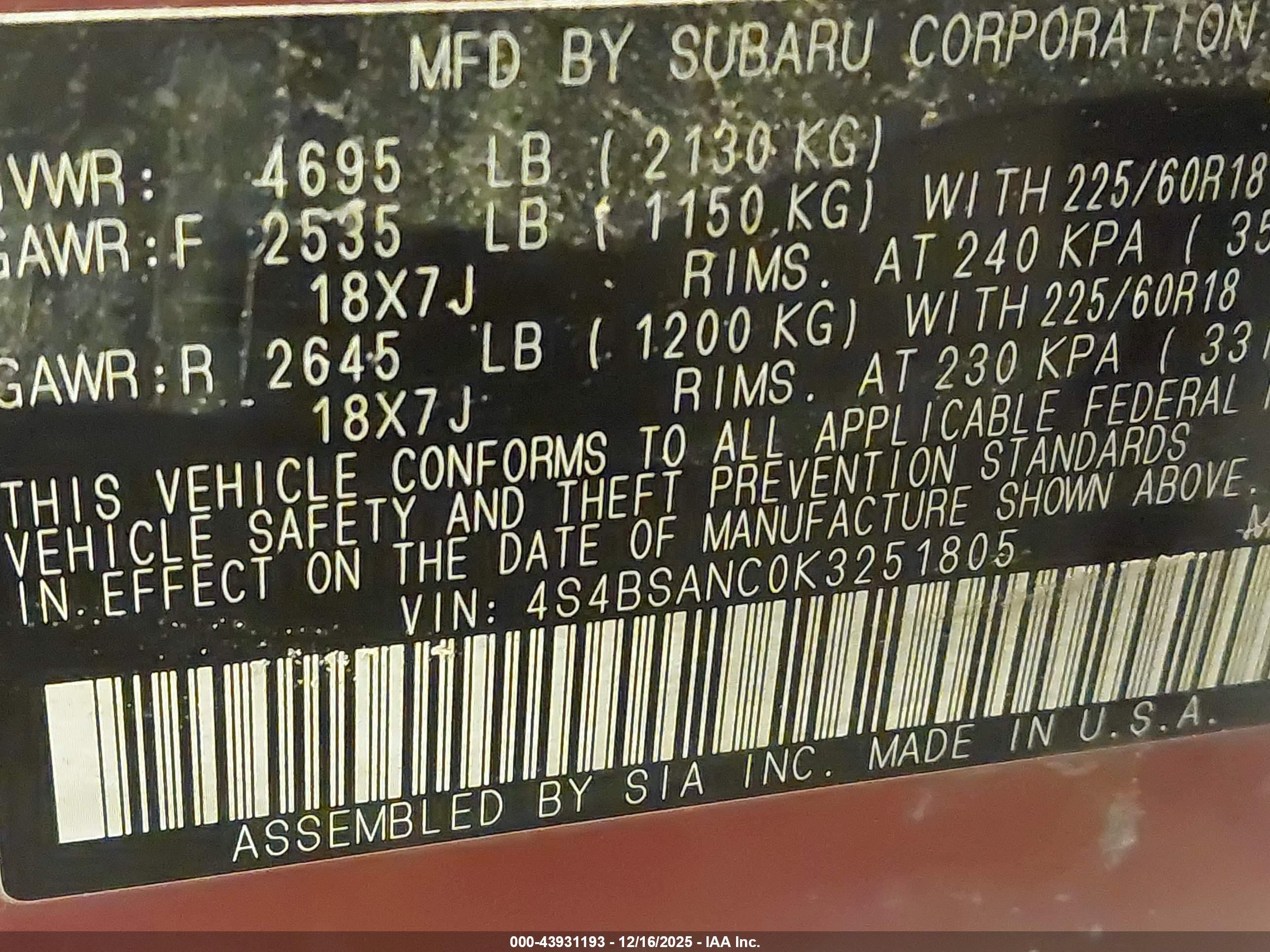 SUBARU OUTBACK image 9